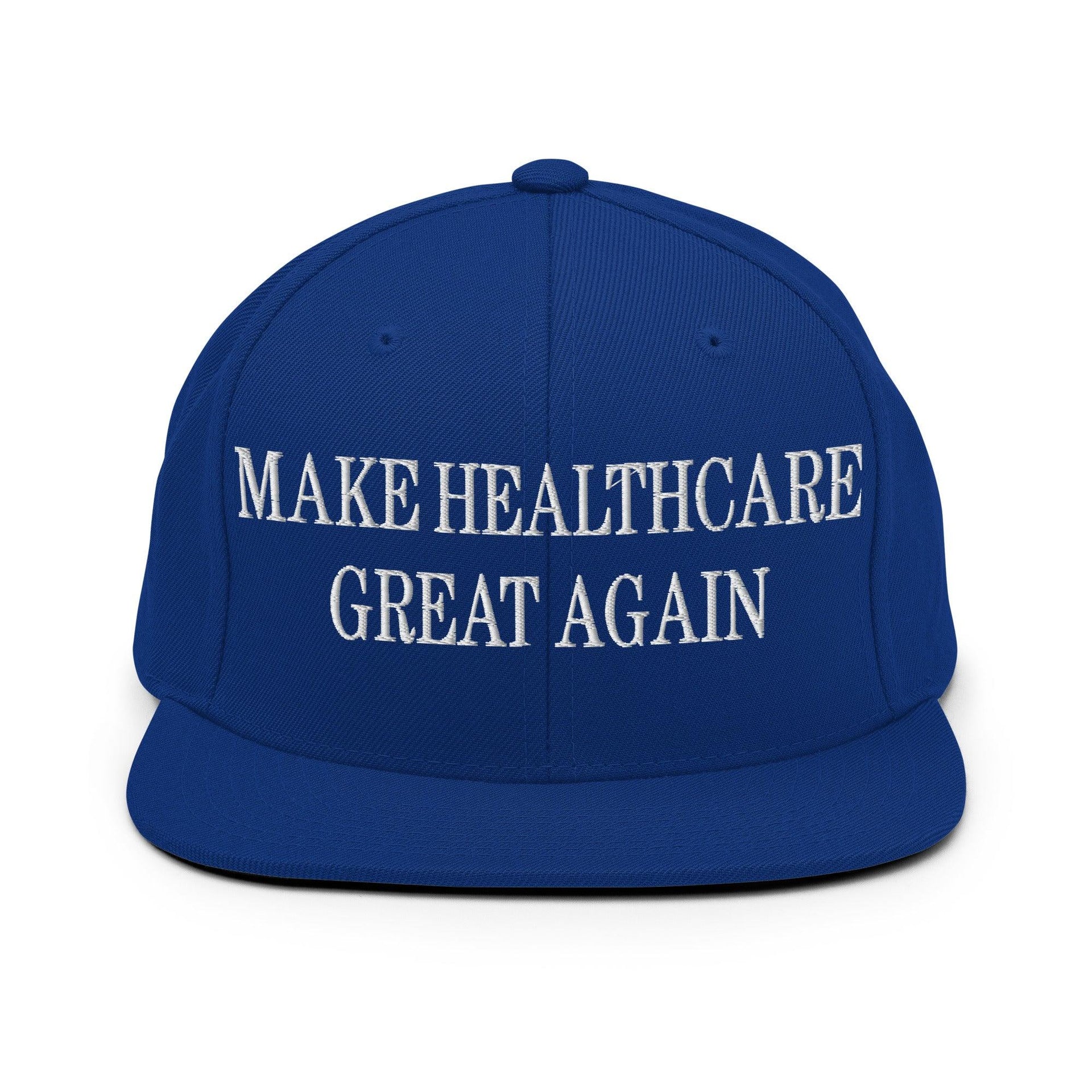Make Healthcare Great Again Embroidered Flat Bill Brim Snapback Hat Royal Blue Capital Crowns LADs Make Again Snapback Hats