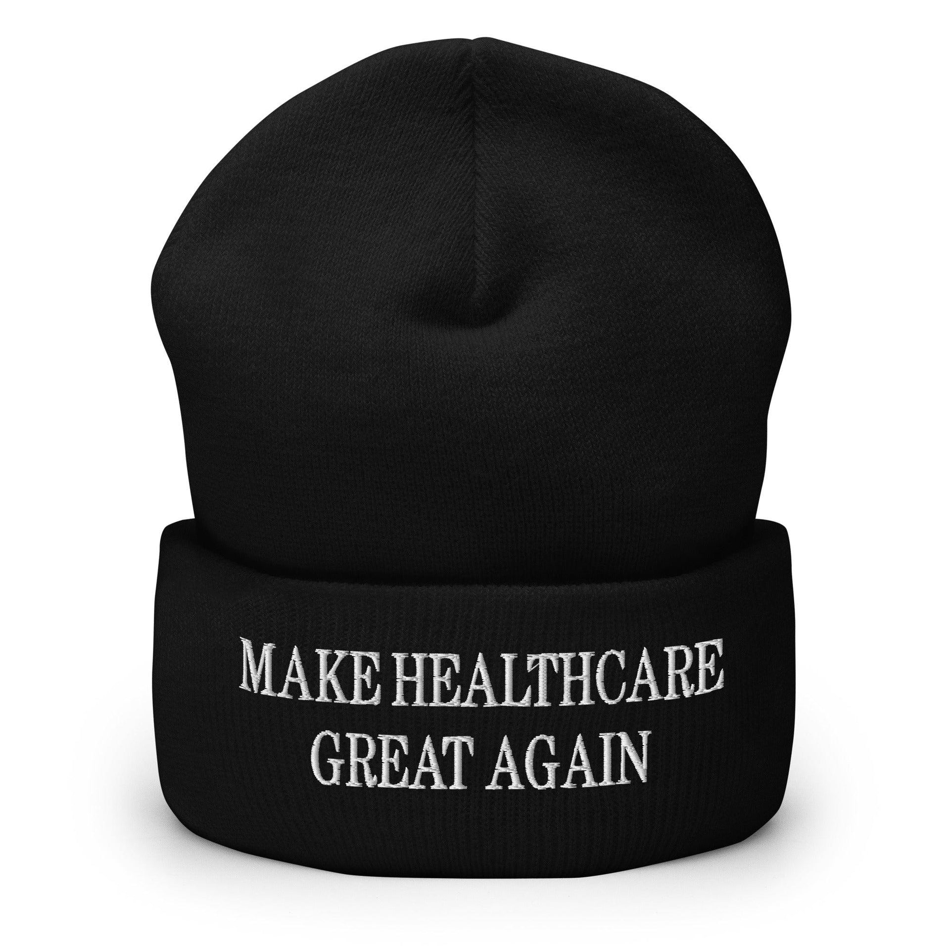 Make Healthcare Great Again Embroidered Knit Cuffed Beanie Black Beanies Capital Crowns Make Again