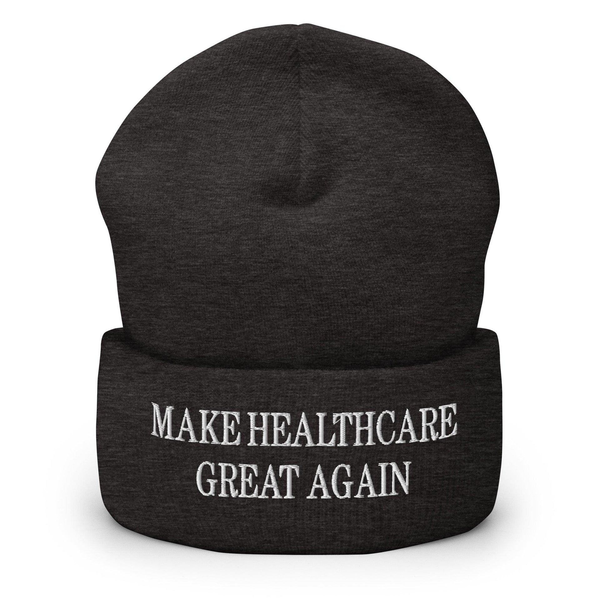 Make Healthcare Great Again Embroidered Knit Cuffed Beanie Dark Grey Beanies Capital Crowns Make Again