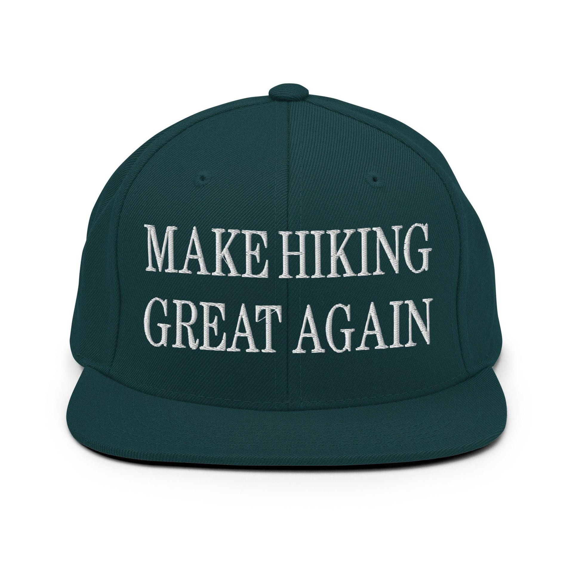 Make Hiking Great Again Embroidered Flat Bill Brim Snapback Hat Spruce Capital Crowns LADs Make Again
