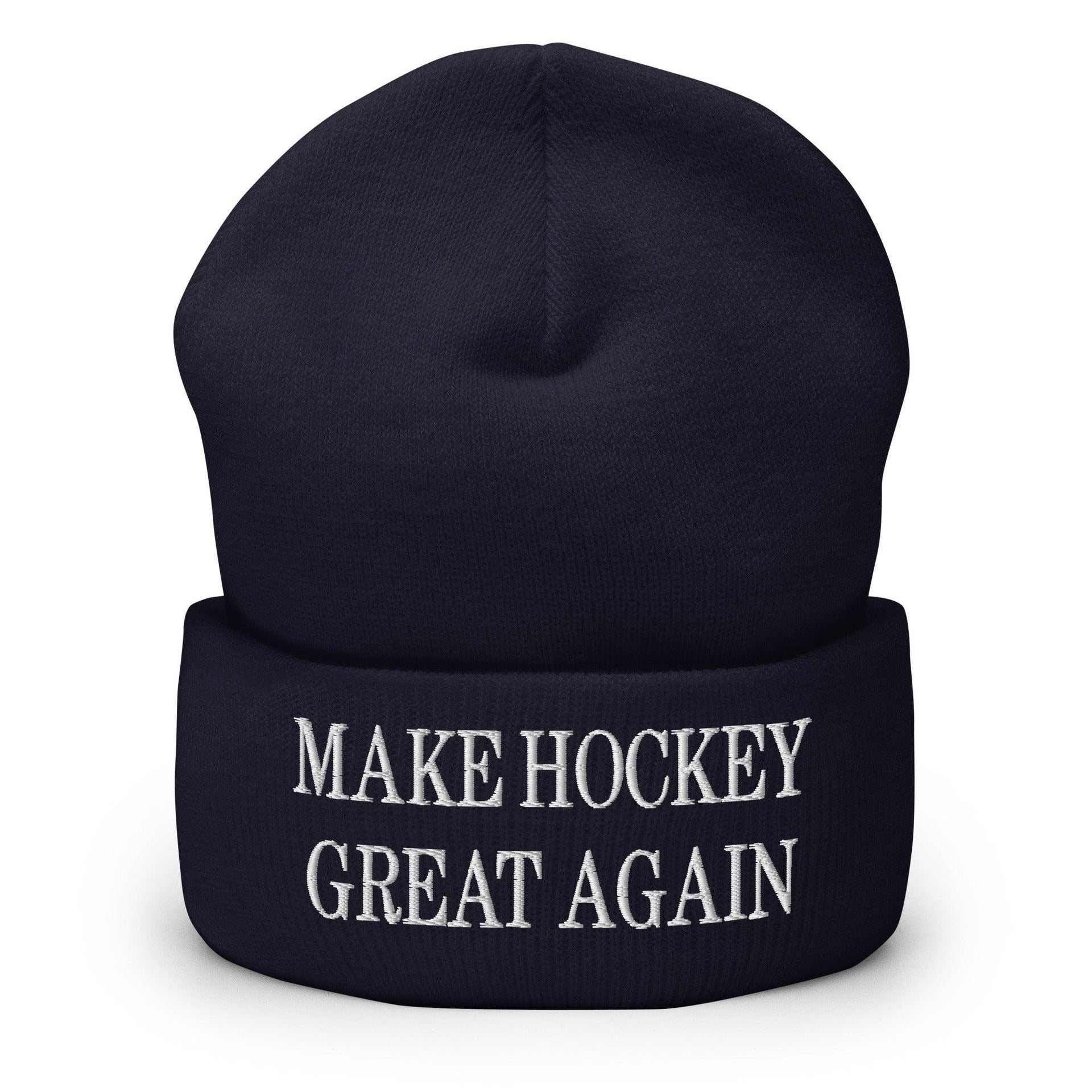 Make Hockey Great Again Embroidered Knit Cuffed Beanie Navy Beanies Capital Crowns LADs Make Again