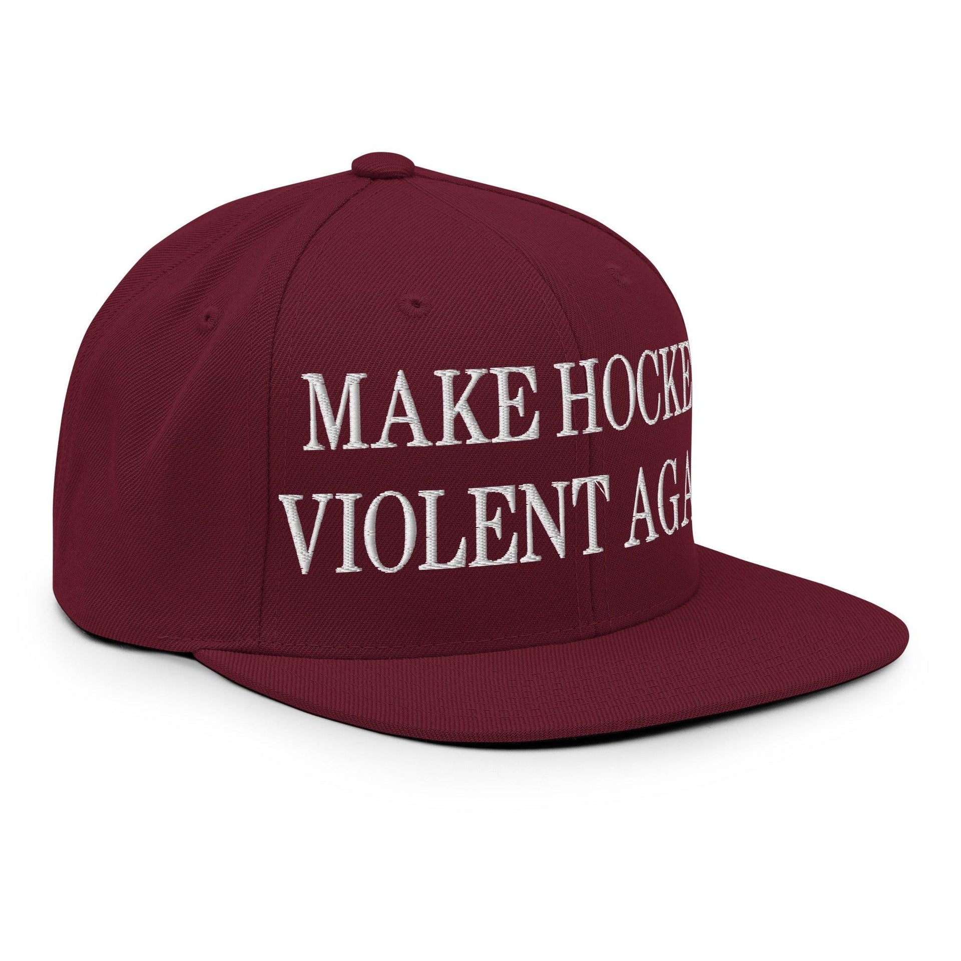 Make Hockey Violent Again Embroidered Flat Bill Brim Snapback Hat Capital Crowns Make Again