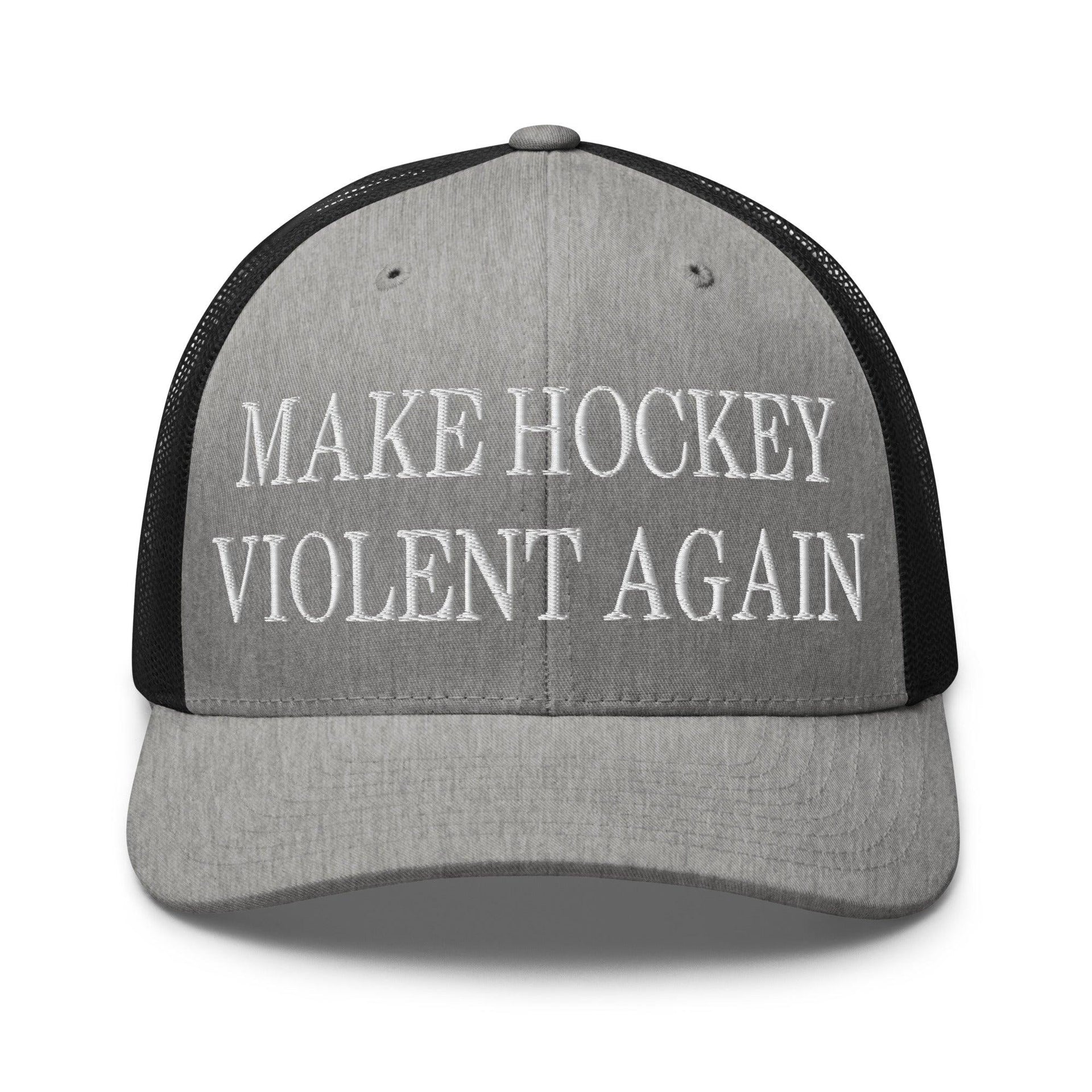 Make Hockey Violent Again Embroidered Mesh Trucker Hat Heather Black Capital Crowns Make Again Trucker Hats