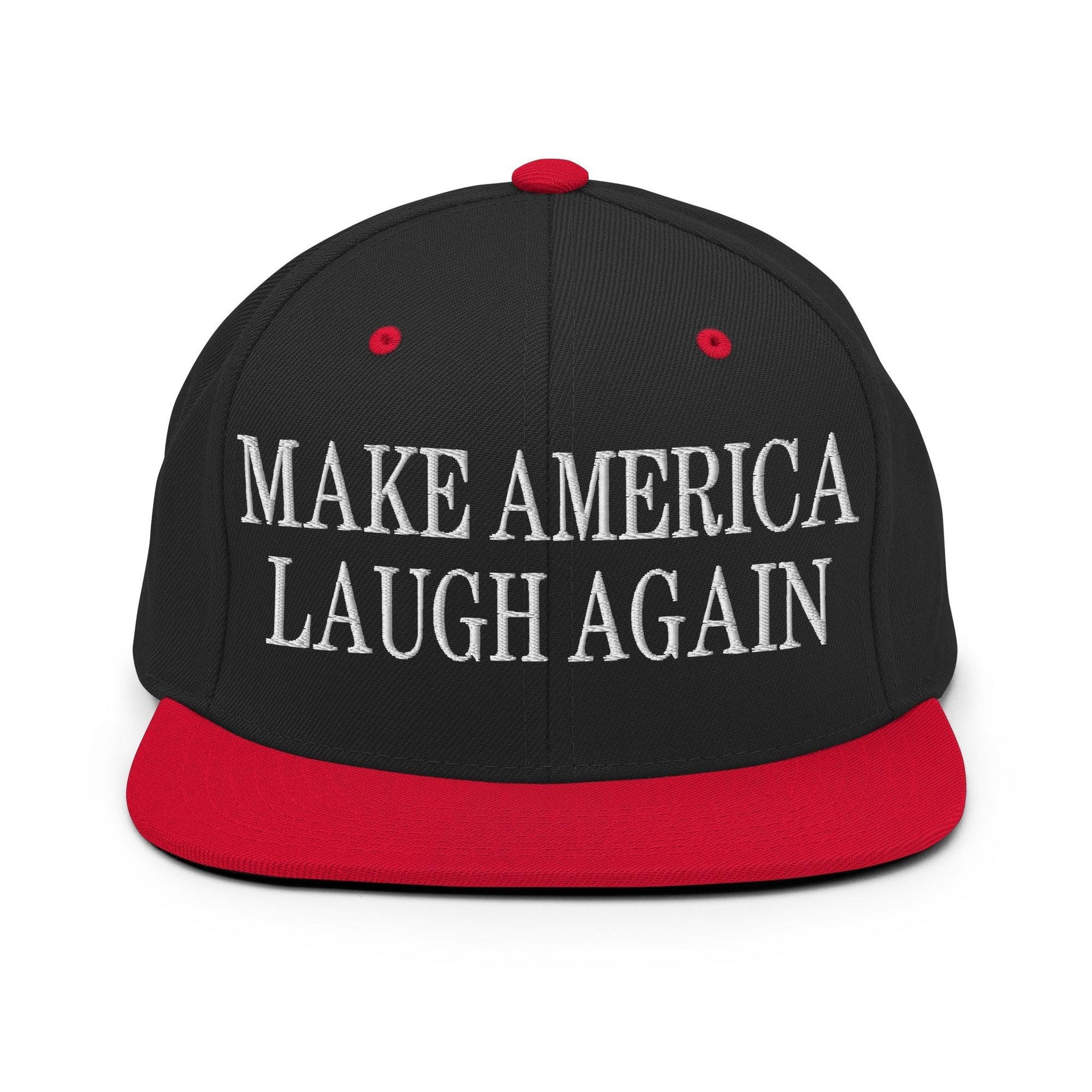 Make Us Laugh Again Flat Bill Brim Snapback Hat Black Red Capital Crowns LADs Liberal Make Again Snapback Hats