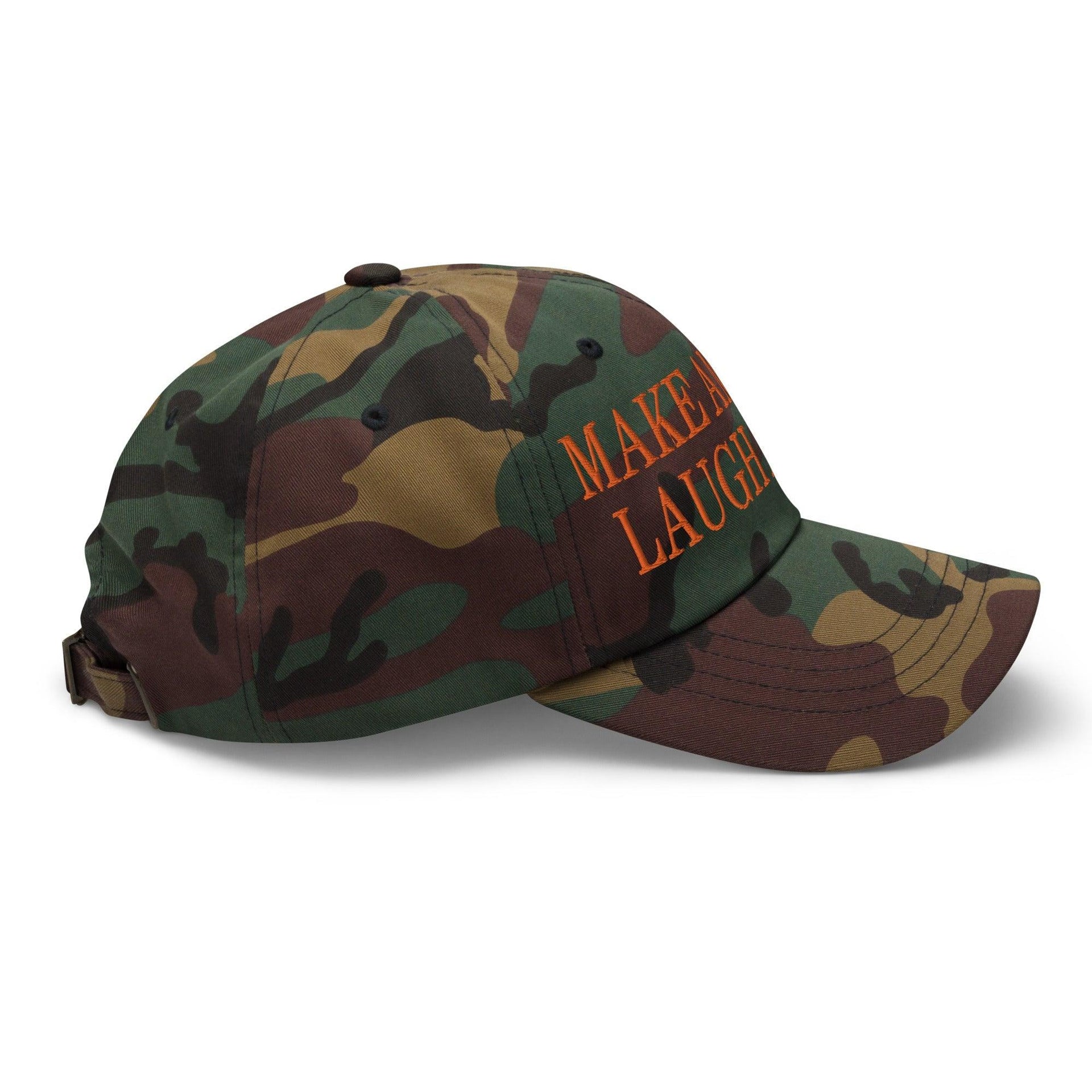 Make Us Laugh Again MALA Embroidered Orange Camo Dad Hat Capital Crowns Dad Hats Liberal Make Again Orange Camo