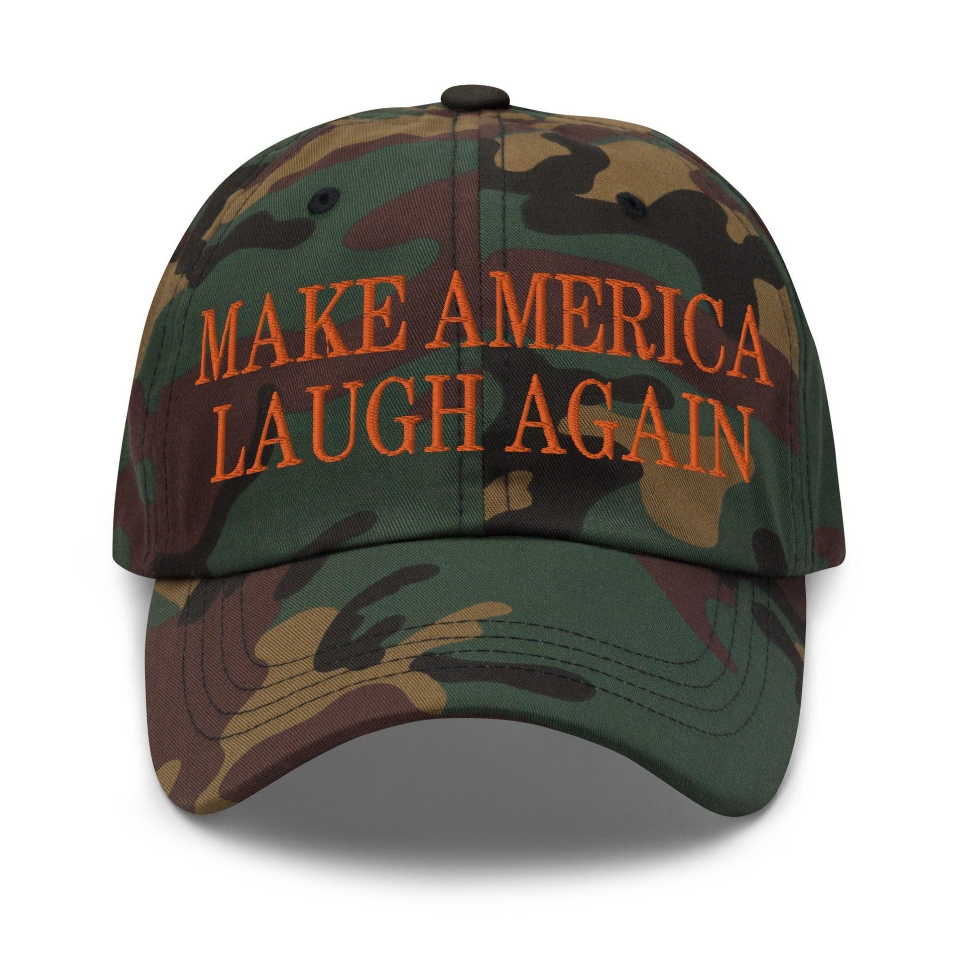 Make Us Laugh Again MALA Embroidered Orange Camo Dad Hat Default Title Capital Crowns Dad Hats Liberal Make Again Orange Camo