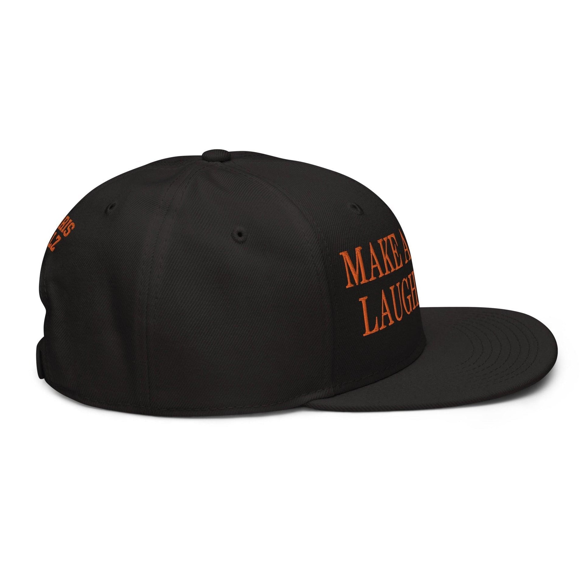 Make Us Laugh Again MALA Halloween Embroidered Flat Bill Brim High Crown Snapback Hat Capital Crowns Harris Halloween LADs Liberal Make Again Snapback Hats