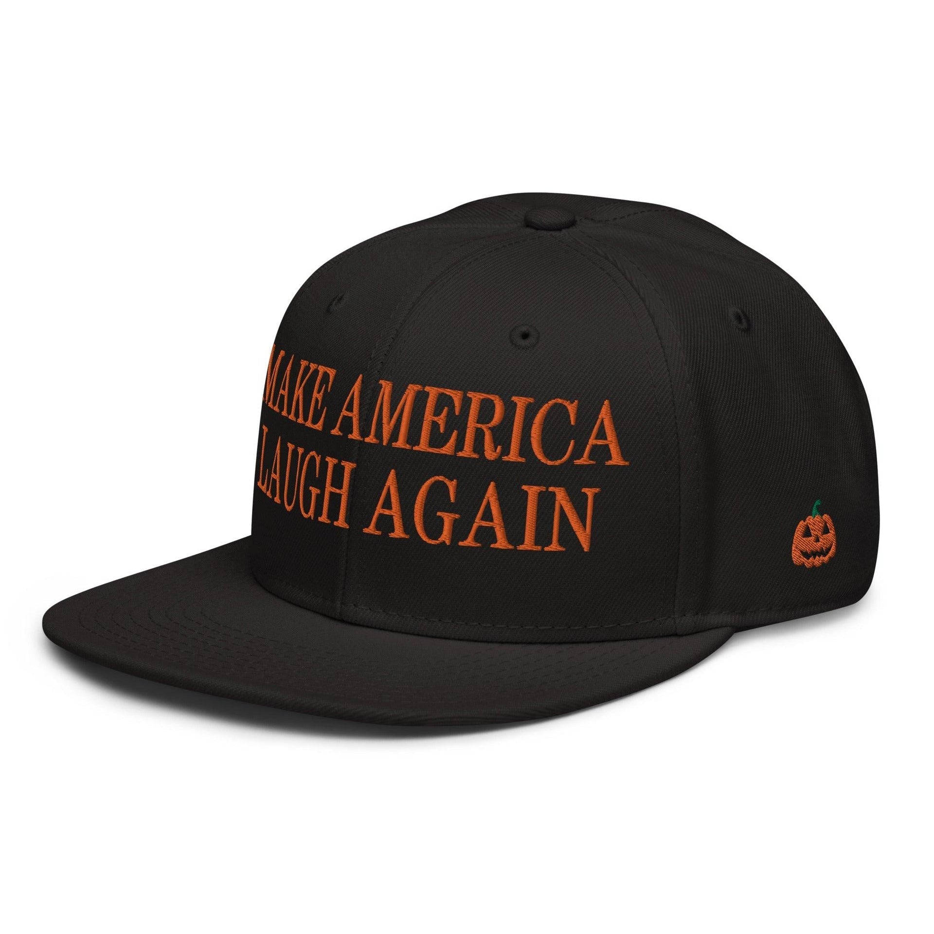 Make Us Laugh Again MALA Halloween Embroidered Flat Bill Brim High Crown Snapback Hat Capital Crowns Harris Halloween LADs Liberal Make Again Snapback Hats