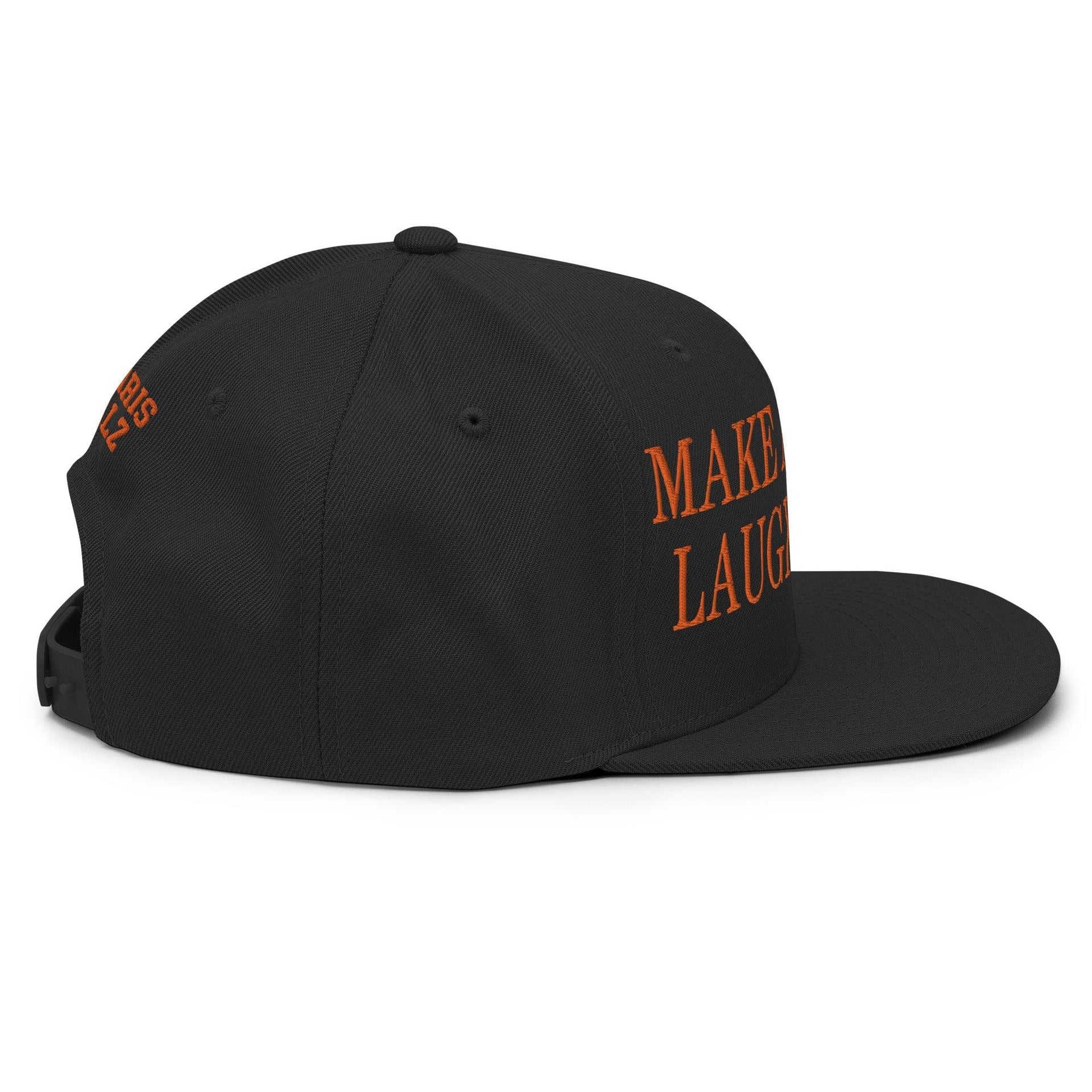 Make Us Laugh Again MALA Halloween Embroidered Flat Bill Brim Snapback Hat Capital Crowns Harris Halloween LADs Liberal Make Again Snapback Hats