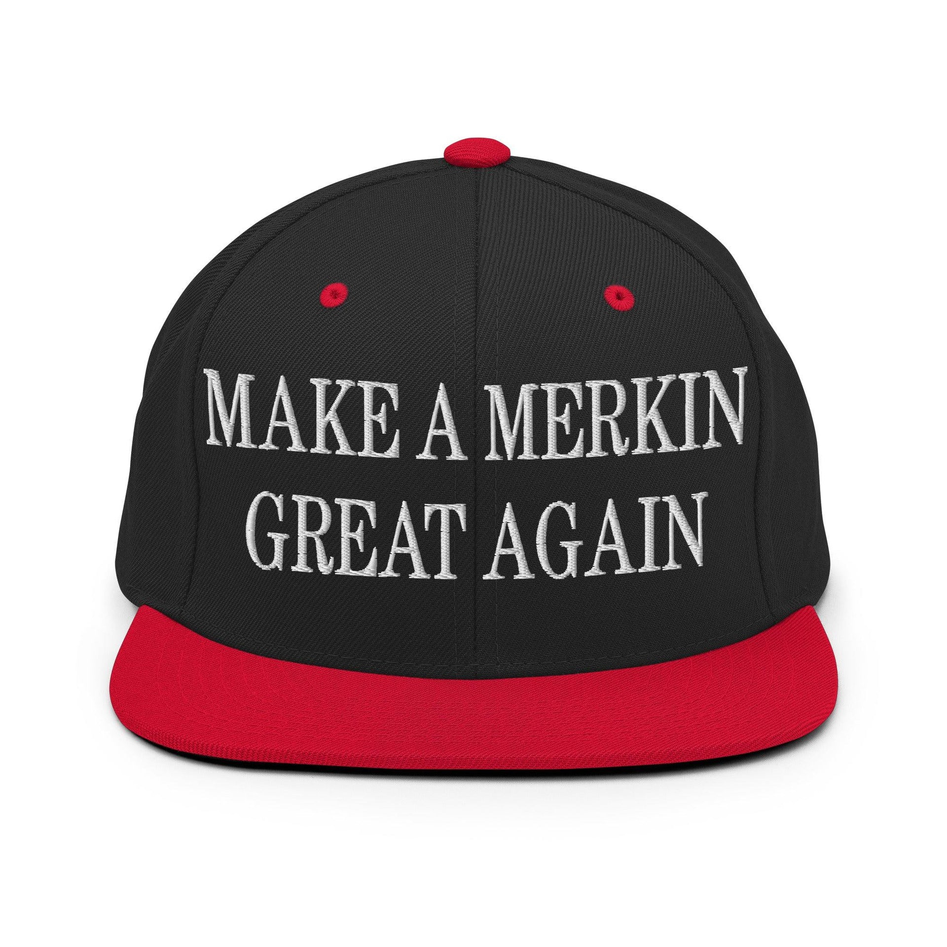 Make A Merkin Great Again Embroidered Flat Bill Brim Snapback Hat Black Red Capital Crowns LADs Make Again Snapback Hats