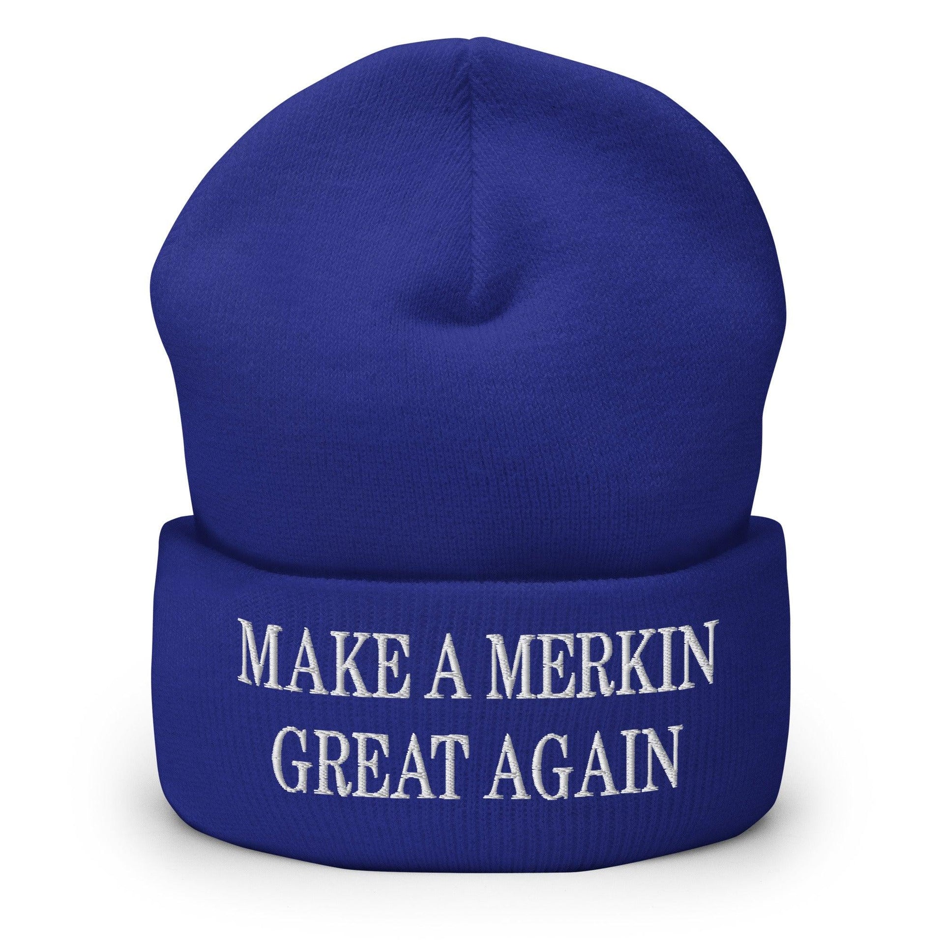Make A Merkin Great Again Embroidered Knit Cuffed Beanie Royal Beanies Capital Crowns Make Again