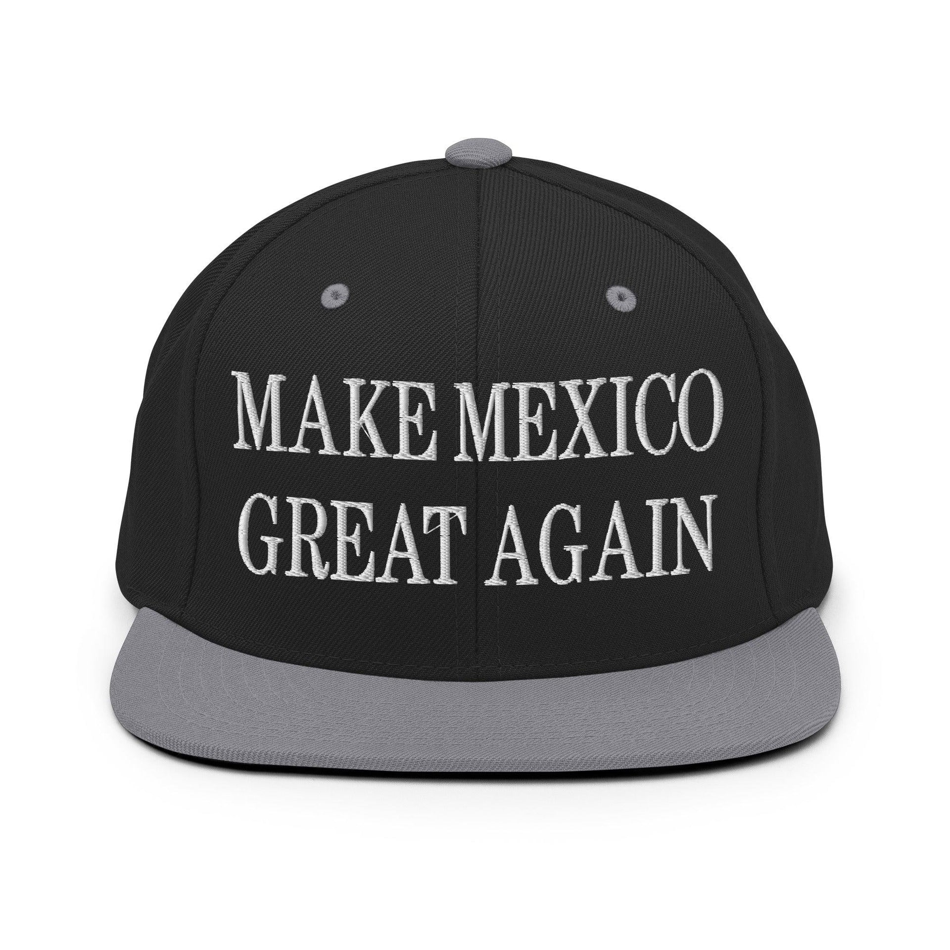 Make Mexico Great Again Embroidered Flat Bill Brim Snapback Hat Black Silver Capital Crowns LADs Make Again Snapback Hats