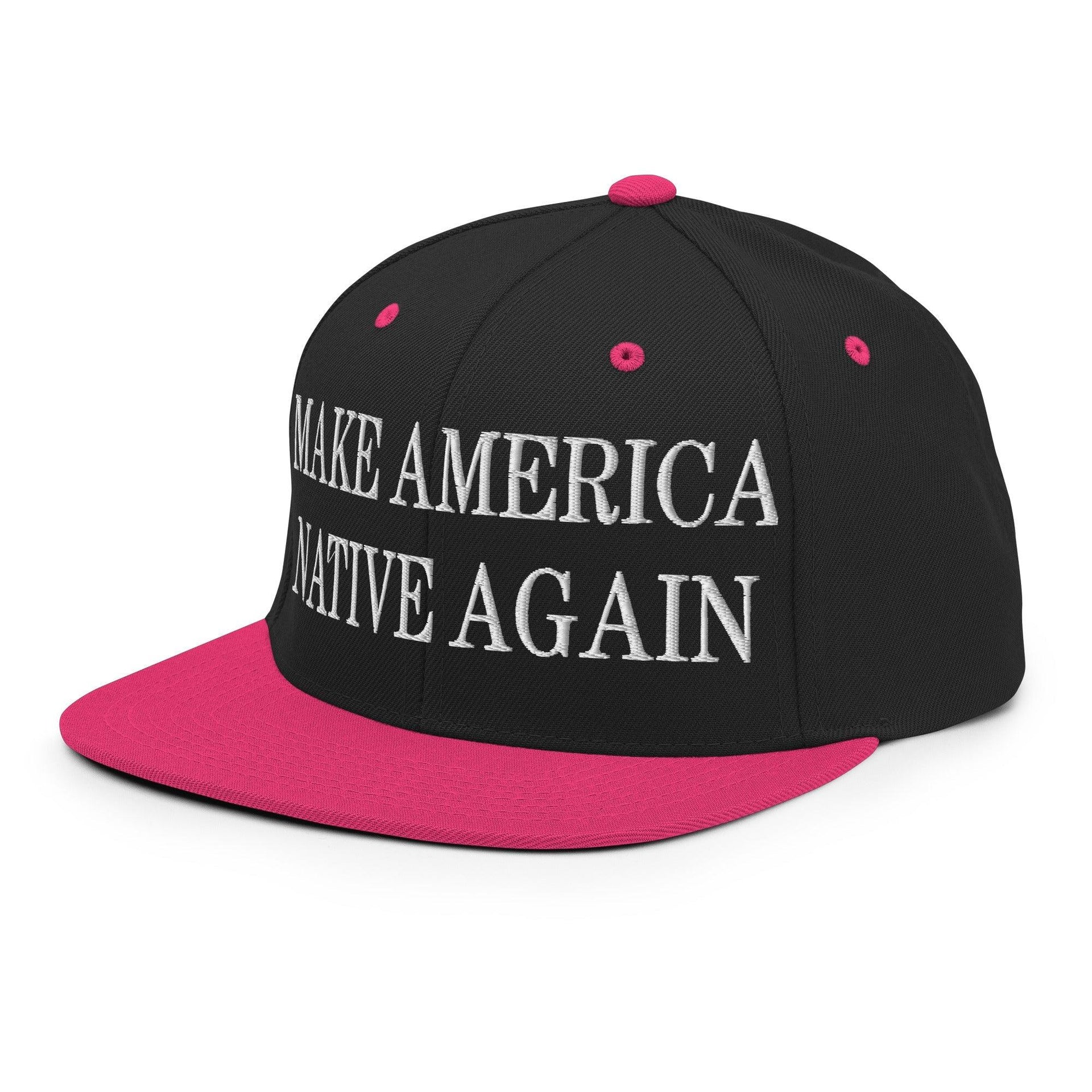 Make Us Native Again Embroidered Flat Bill Brim Snapback Hat Capital Crowns LADs Make Again Snapback Hats