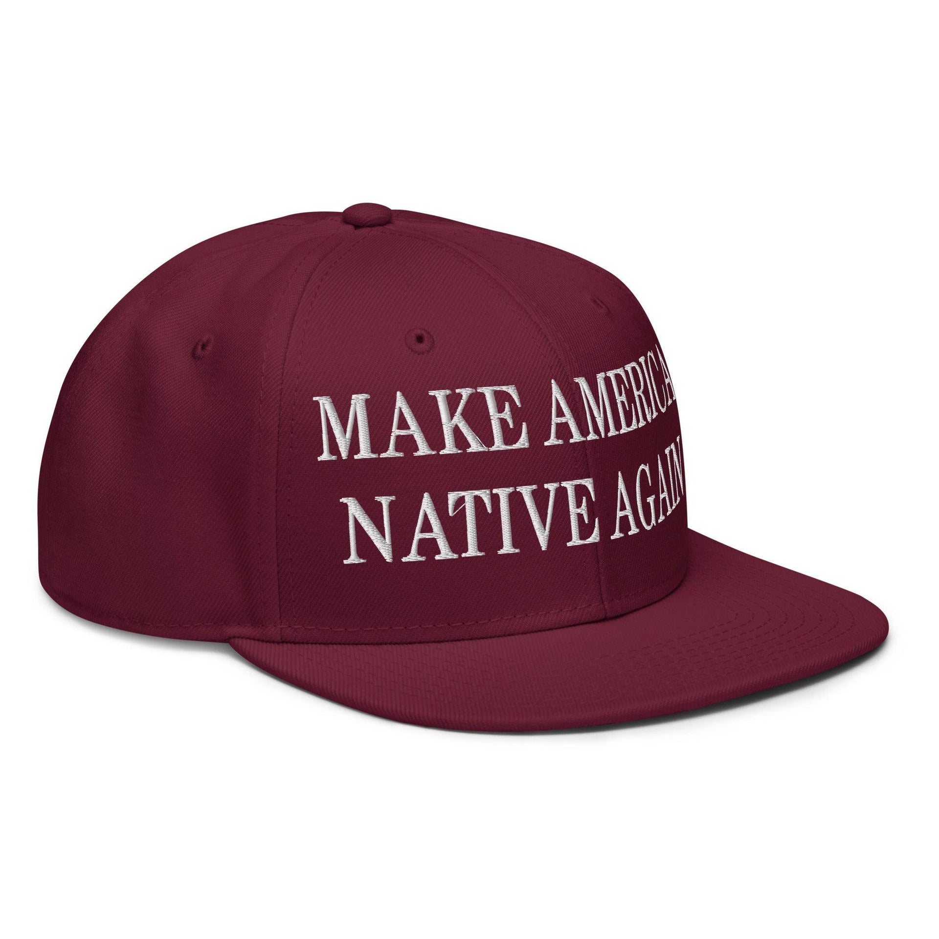 Make Us Native Again Embroidered Flat Brim Bill Snapback Hat Capital Crowns LADs Make Again Snapback Hats