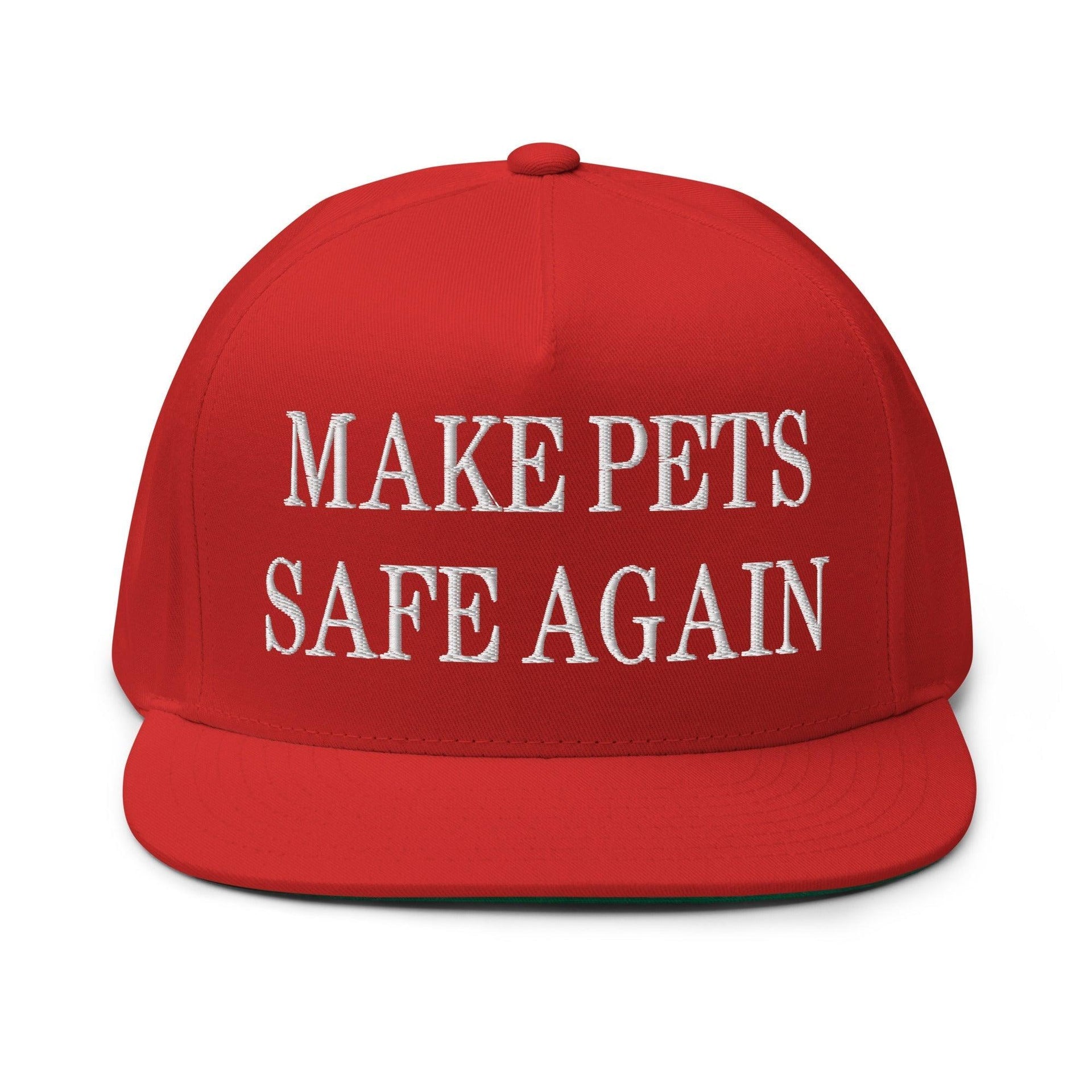 Make Pets Safe Again Embroidered 5 Panel Flat Bill Brim Snapback Hat Red Capital Crowns Make Again Snapback Hats