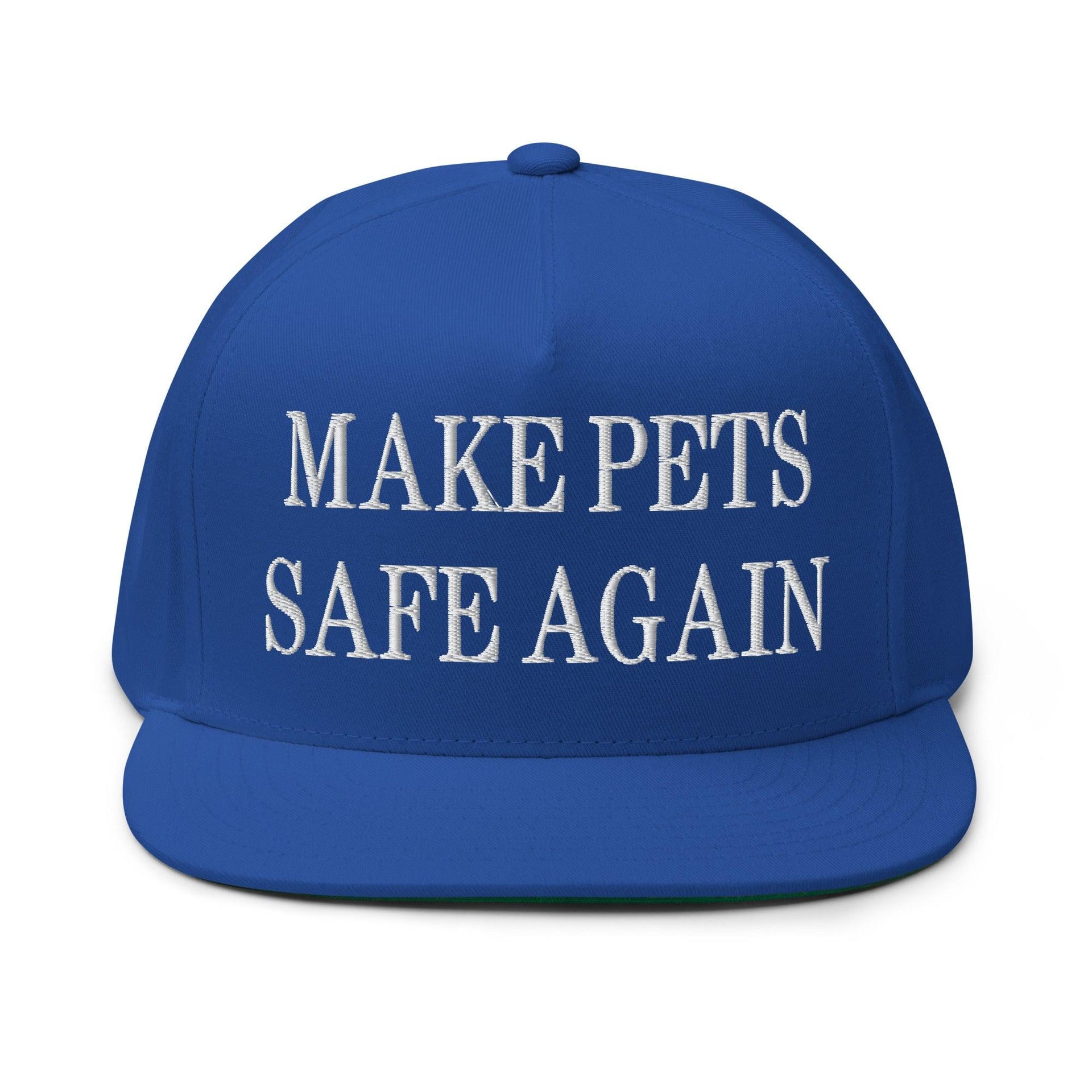 Make Pets Safe Again Embroidered 5 Panel Flat Bill Brim Snapback Hat Royal Blue Capital Crowns Make Again Snapback Hats