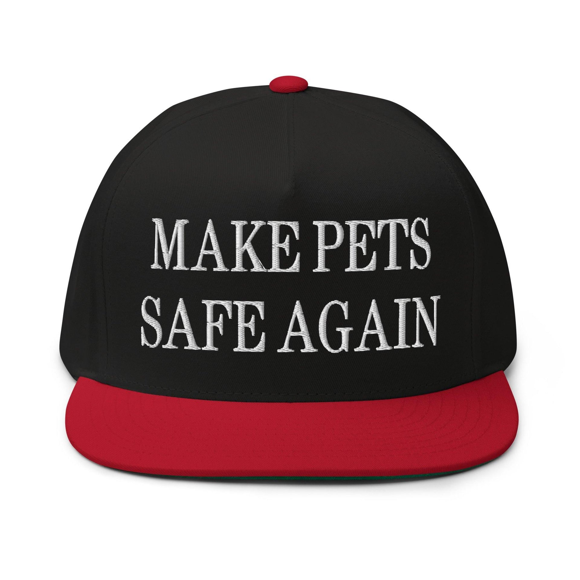 Make Pets Safe Again Embroidered 5 Panel Flat Bill Brim Snapback Hat Black Red Capital Crowns Make Again Snapback Hats