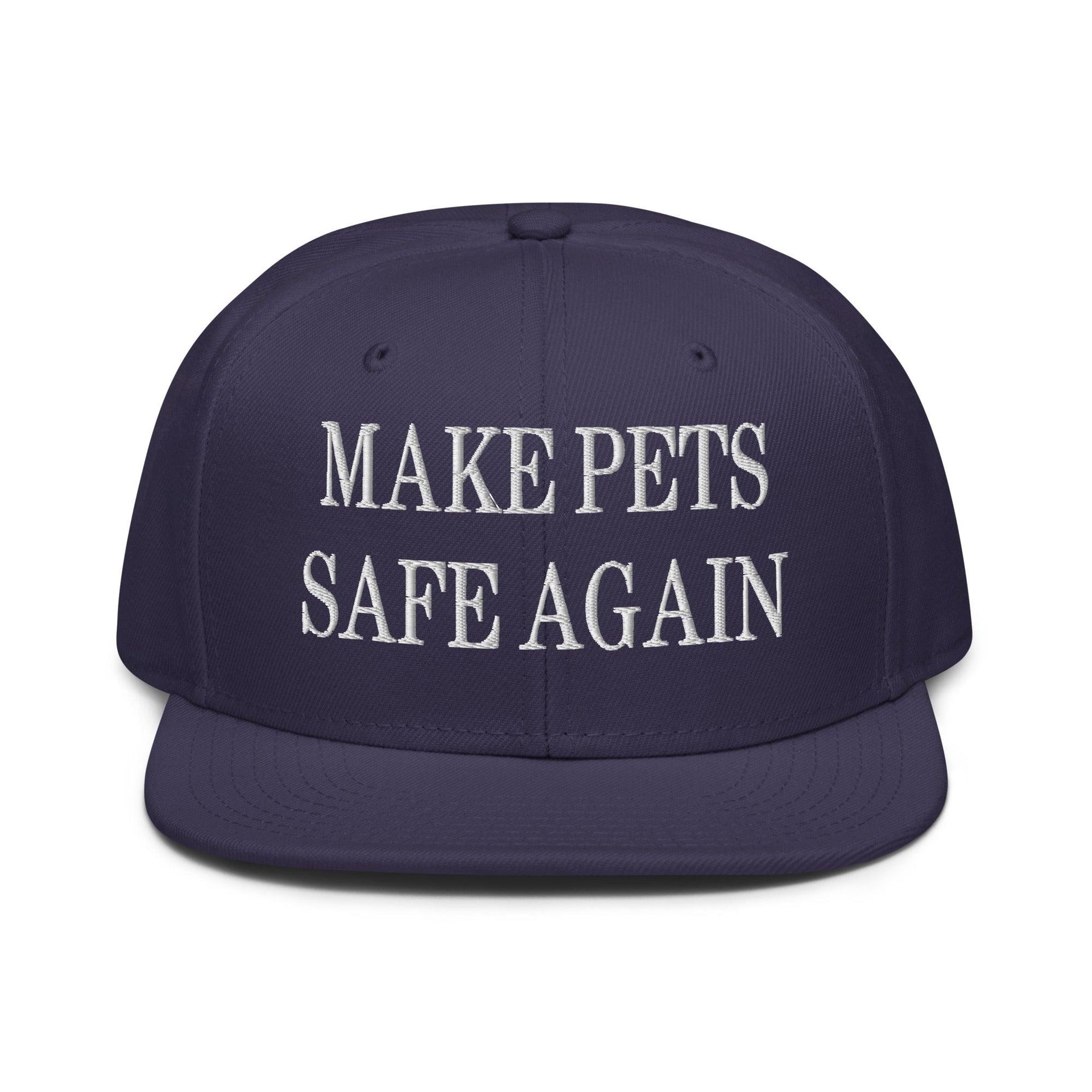 Make Pets Safe Again Embroidered Flat Brim Bill Snapback Hat Navy blue Capital Crowns Make Again Snapback Hats