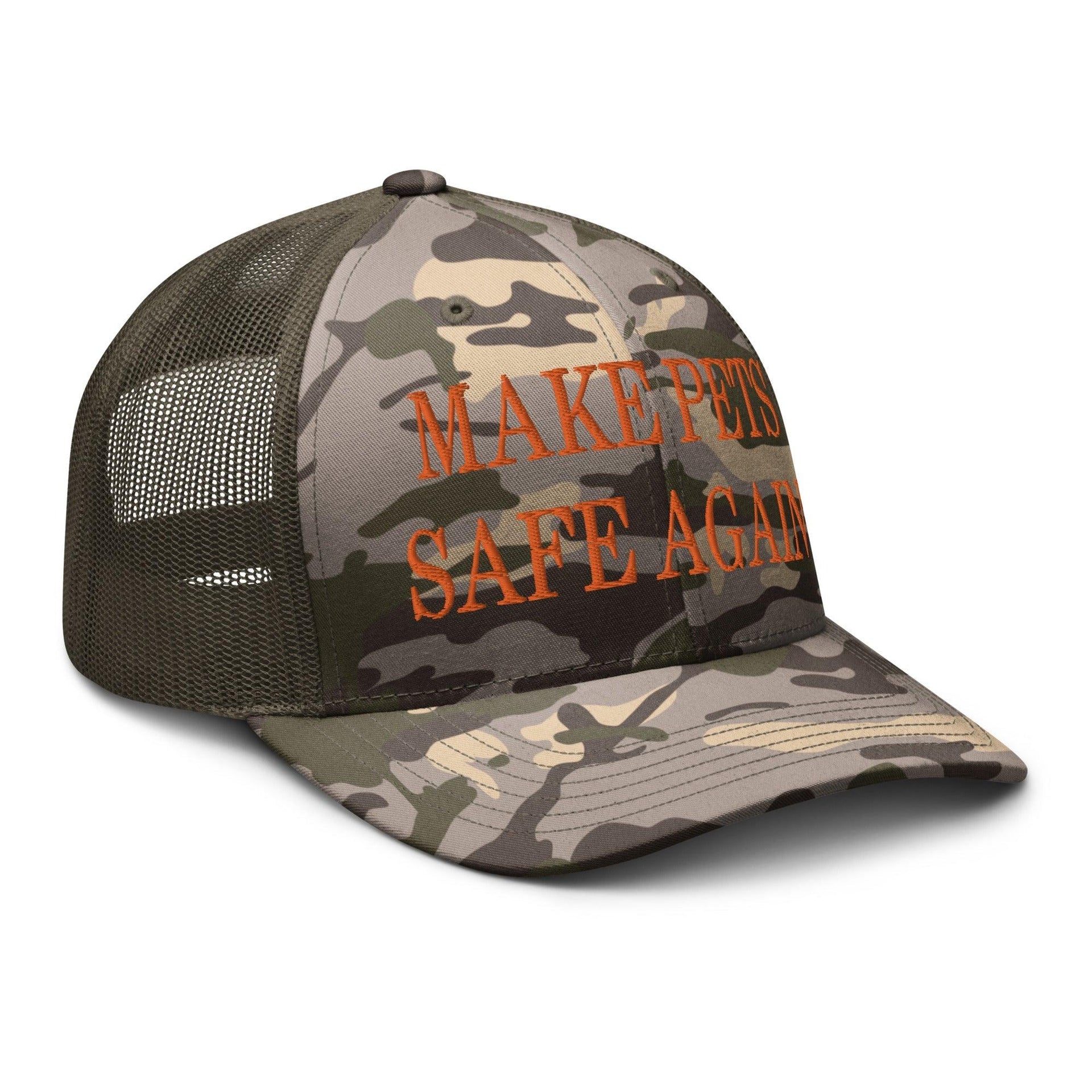 Make Pets Safe Again Embroidered Orange Camo Trucker Hat Capital Crowns Make Again Orange Camo Trucker Hats