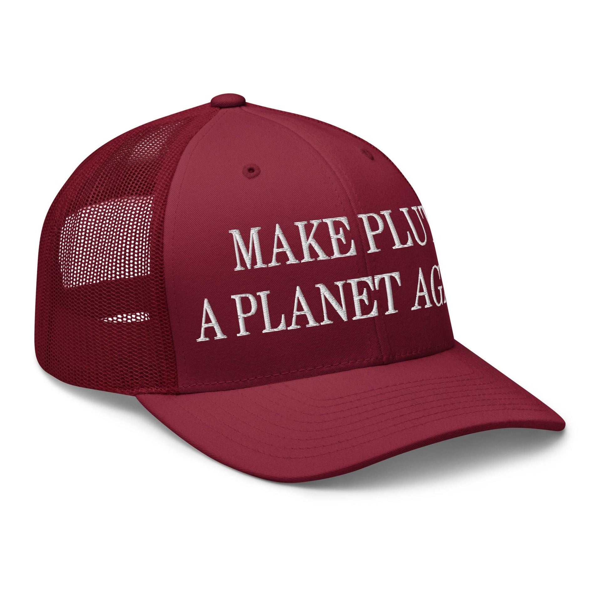 Make Pluto a Planet Again Embroidered Mesh Trucker Hat Capital Crowns Make Again Trucker Hats