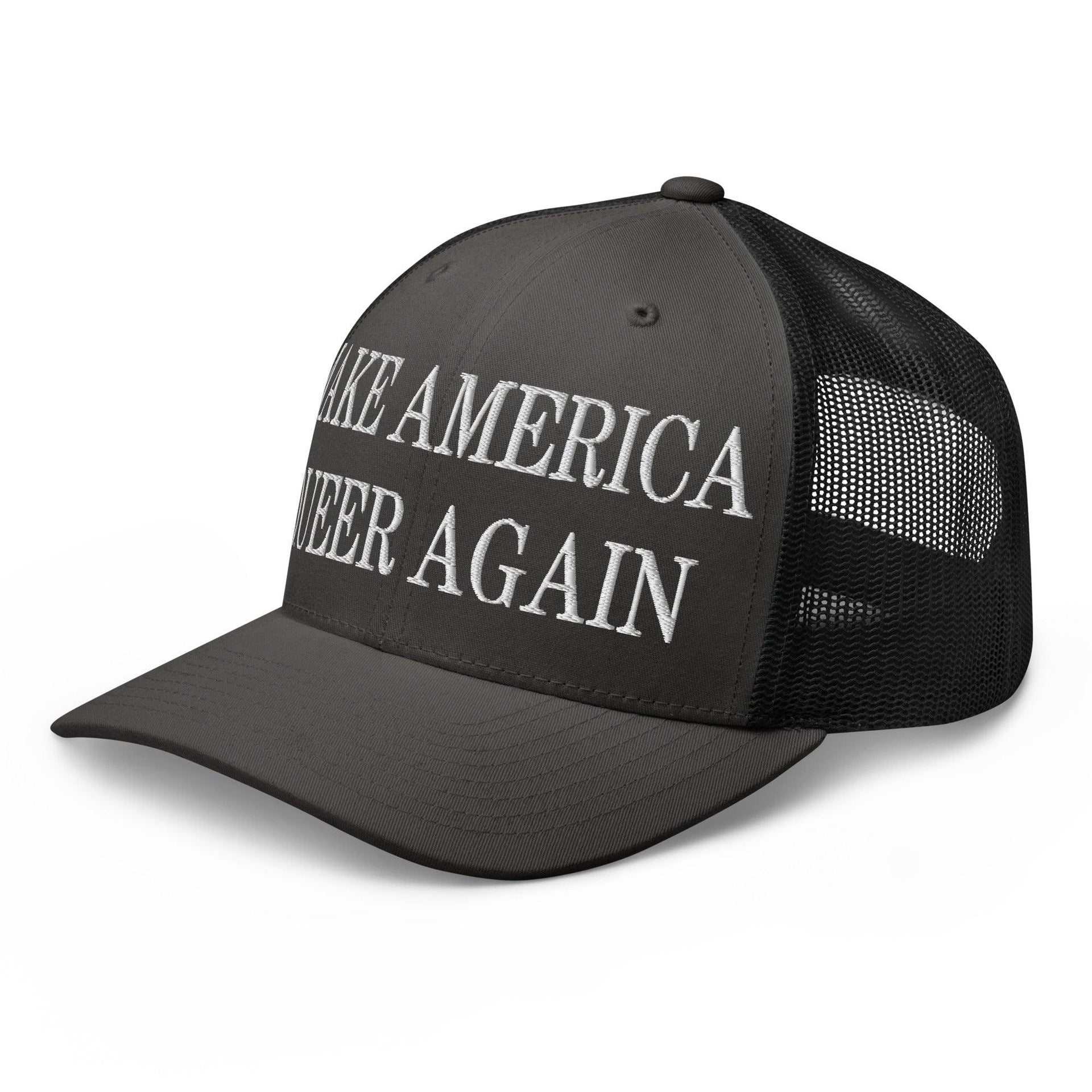 Make Us Queer Again Embroidered Mesh Trucker Hat Capital Crowns Make Again Trucker Hats