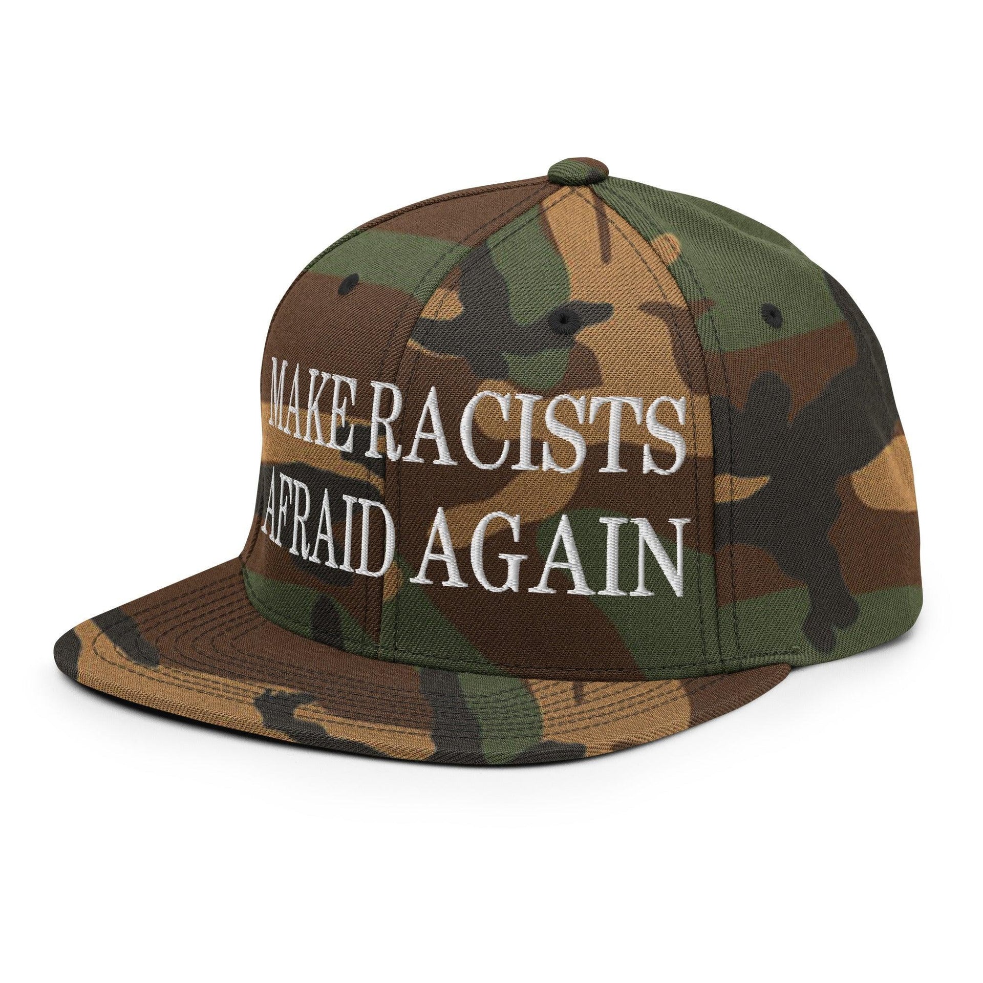 Make Racists Afraid Again Embroidered Flat Bill Brim Snapback Hat Capital Crowns Make Again