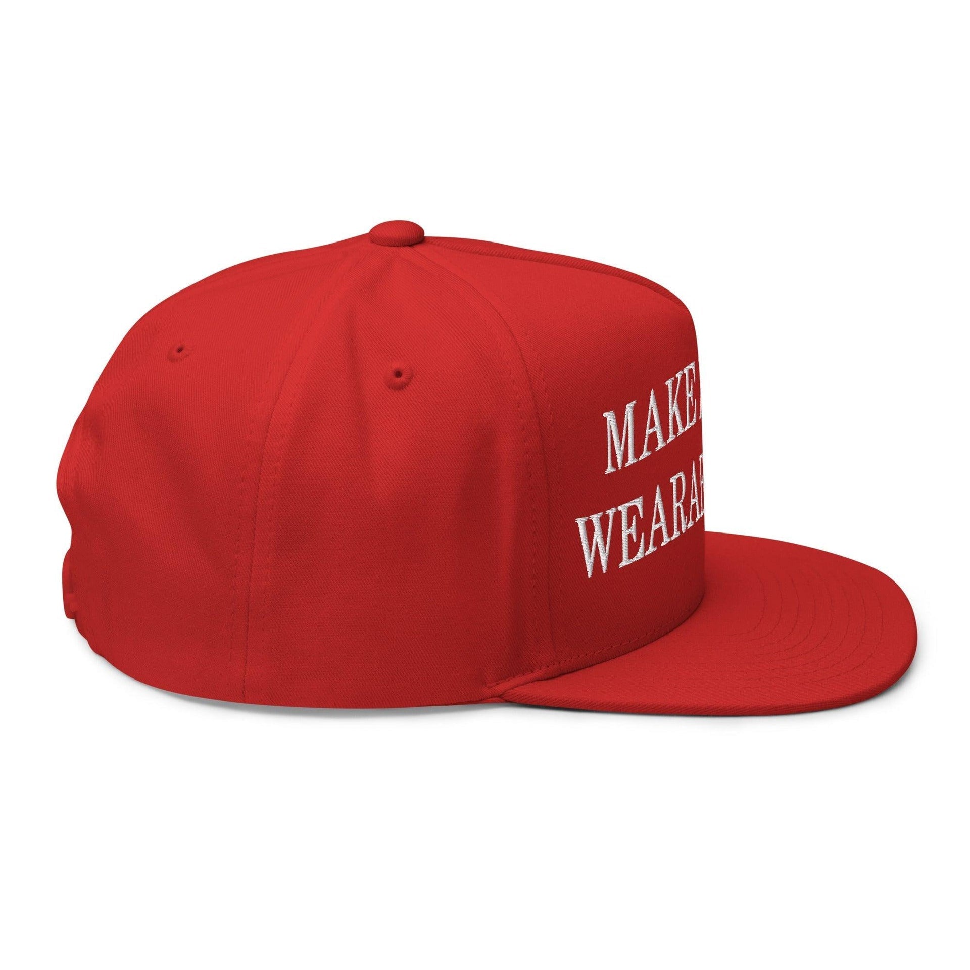 Make Red Hats Wearable Again Embroidered 5 Panel Flat Bill Brim Snapback Hat Capital Crowns LADs Make Again