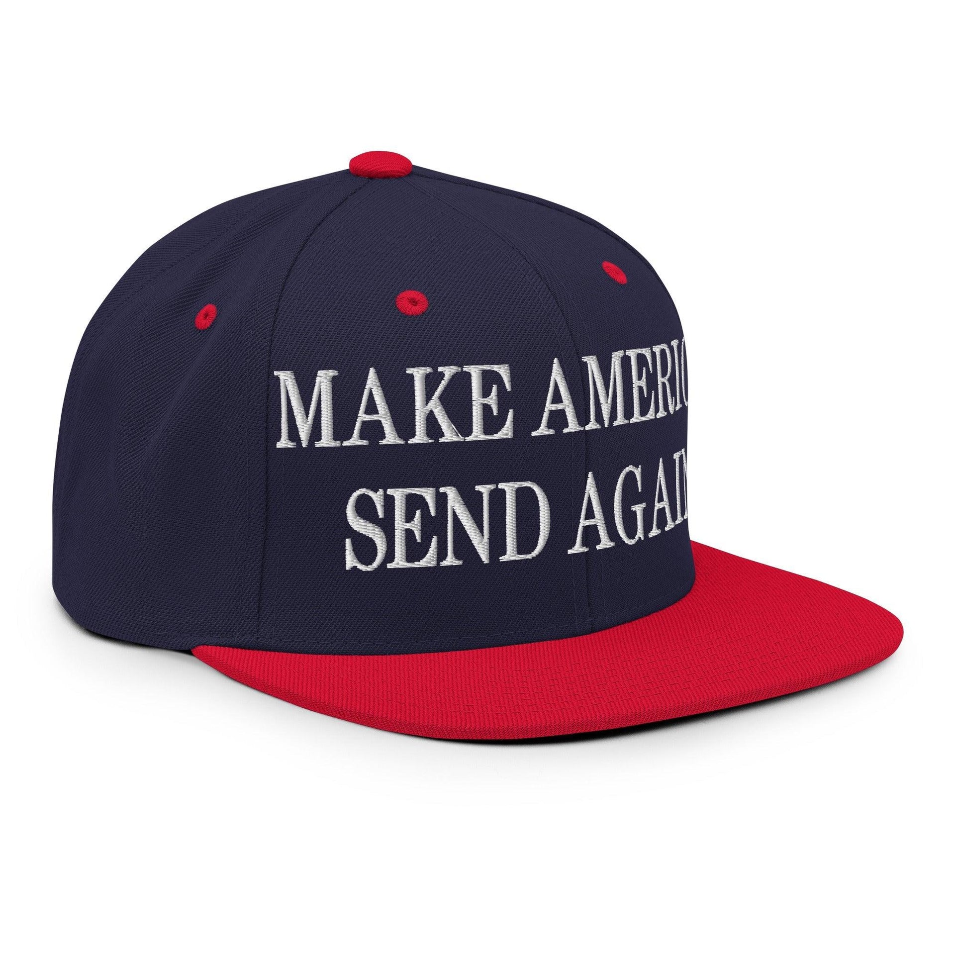 Make Us Send Again Embroidered Flat Bill Brim Snapback Hat Capital Crowns Make Again