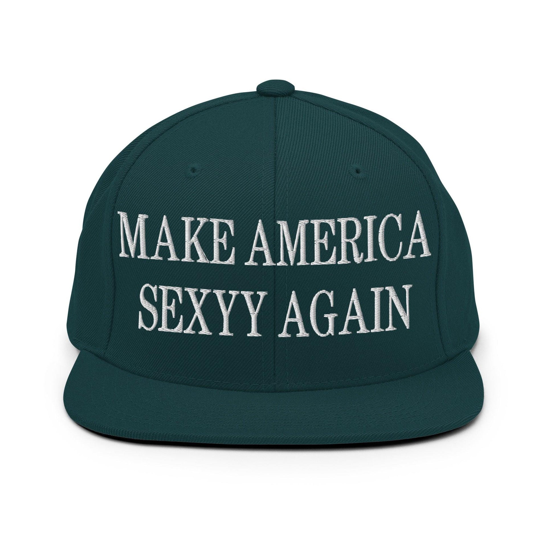 Make Us Sexyy Again Embroidered Flat Bill Brim Snapback Hat Spruce Capital Crowns Make Again