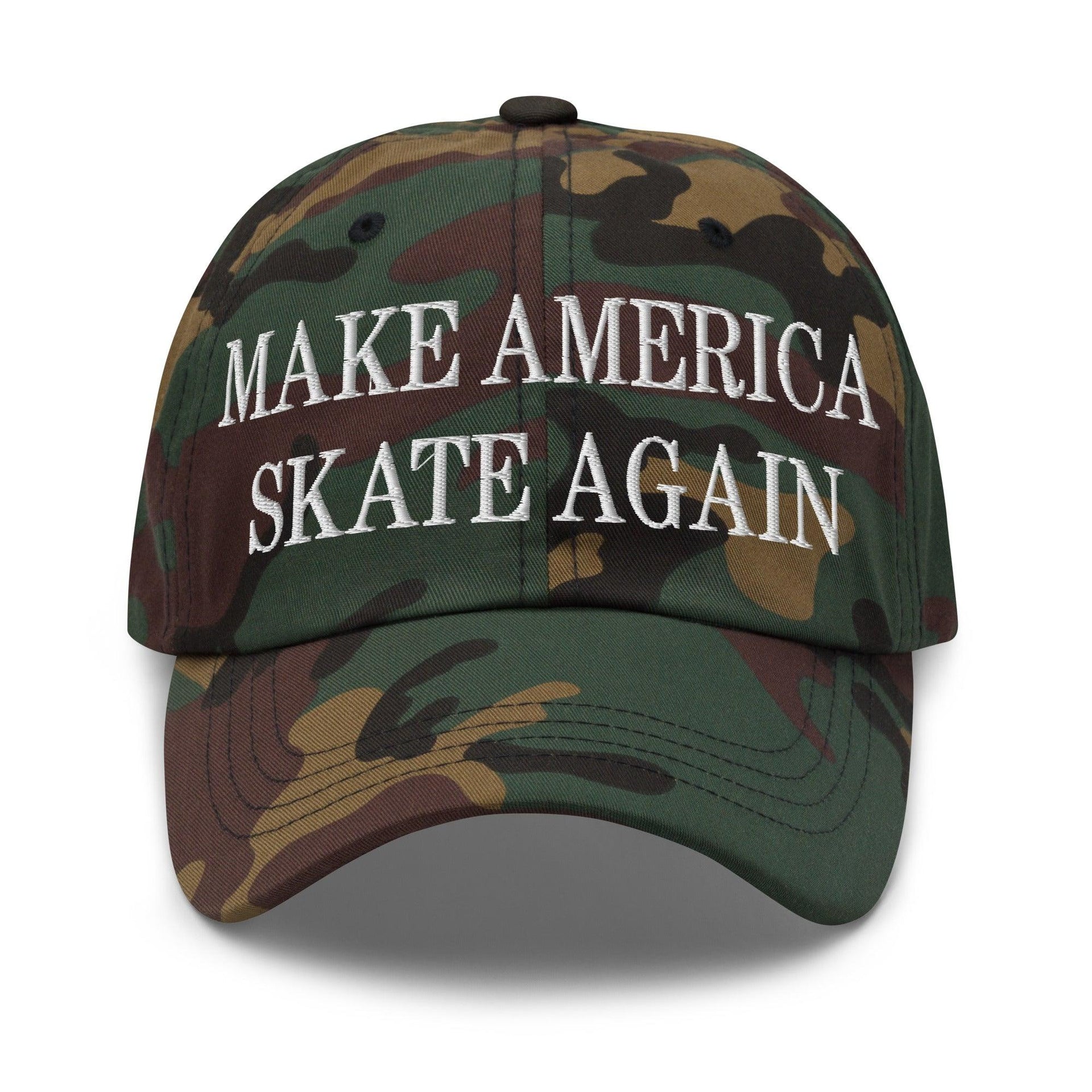 Make Us Skate Again Embroidered Dad Hat Green Camo Capital Crowns Dad Hats Make Again