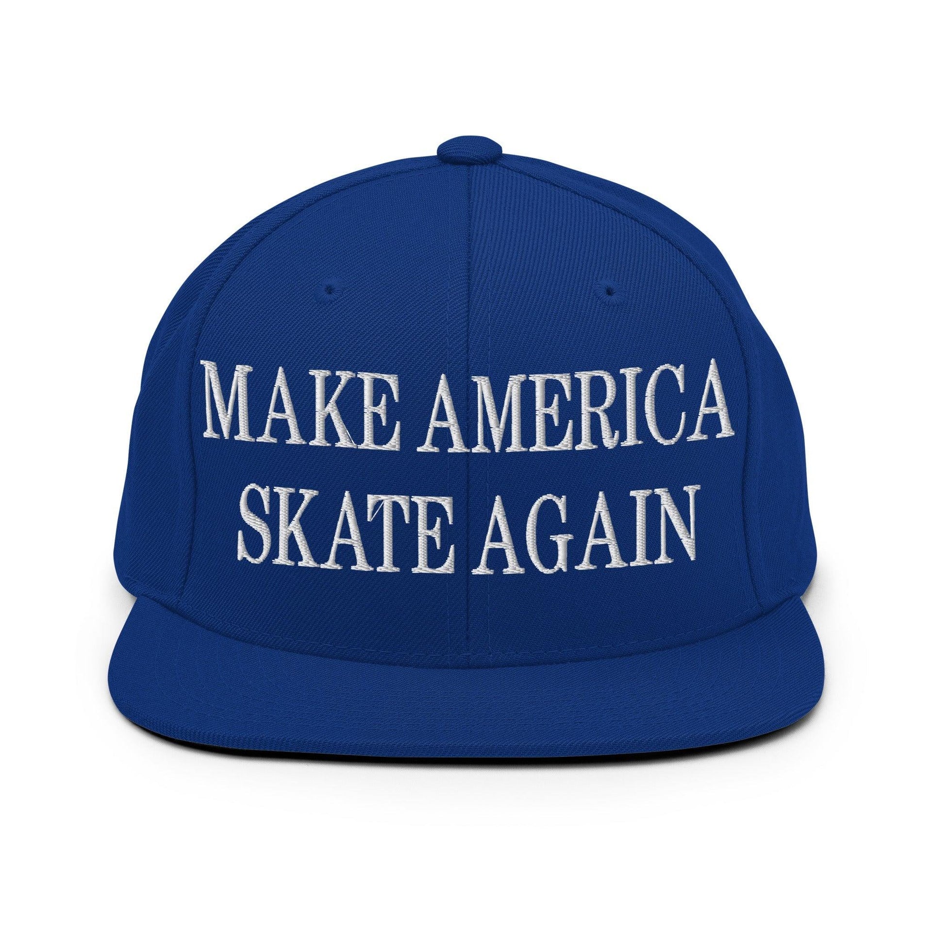 Make Us Skate Again Embroidered Flat Bill Brim Snapback Hat Royal Blue Capital Crowns Make Again