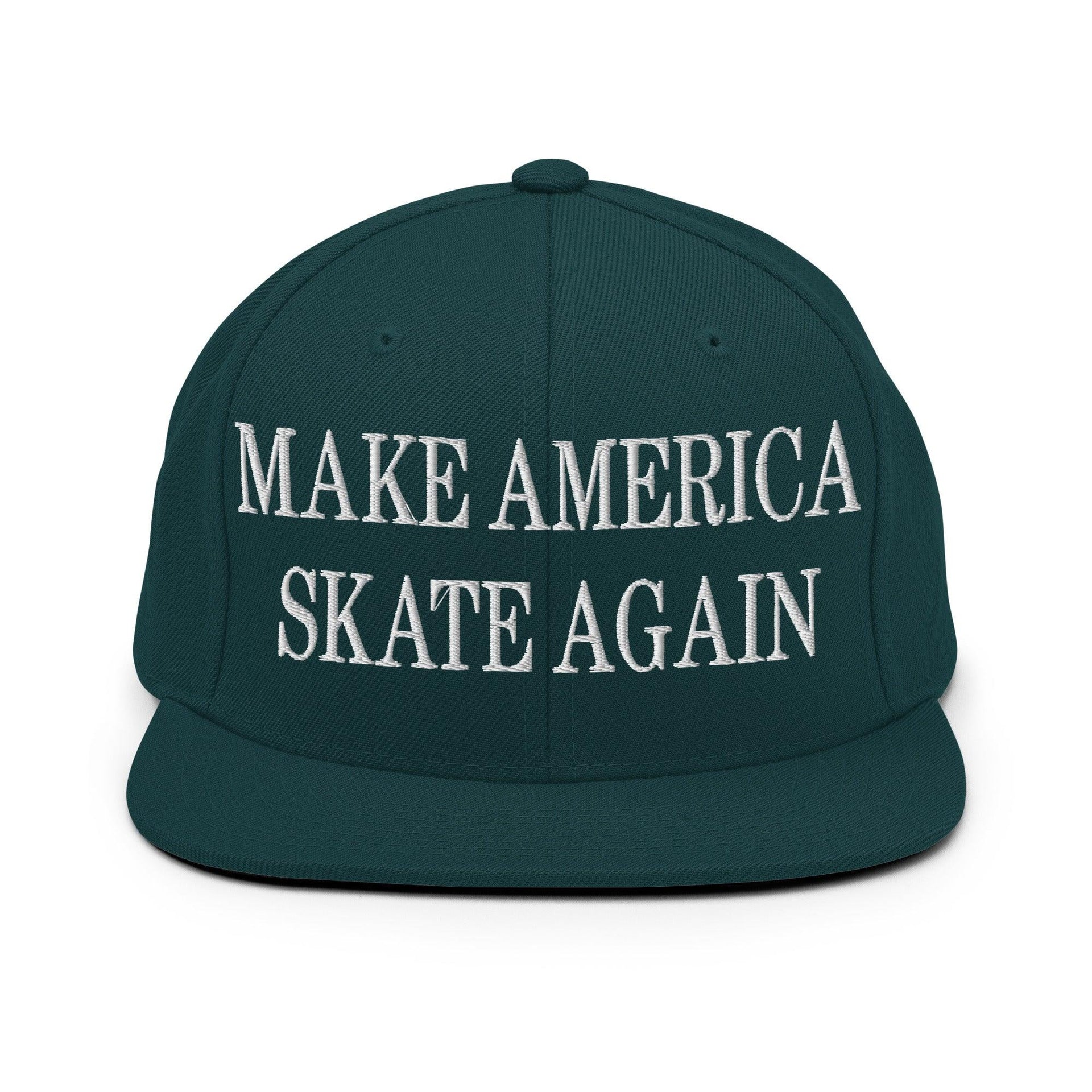 Make Us Skate Again Embroidered Flat Bill Brim Snapback Hat Spruce Capital Crowns Make Again