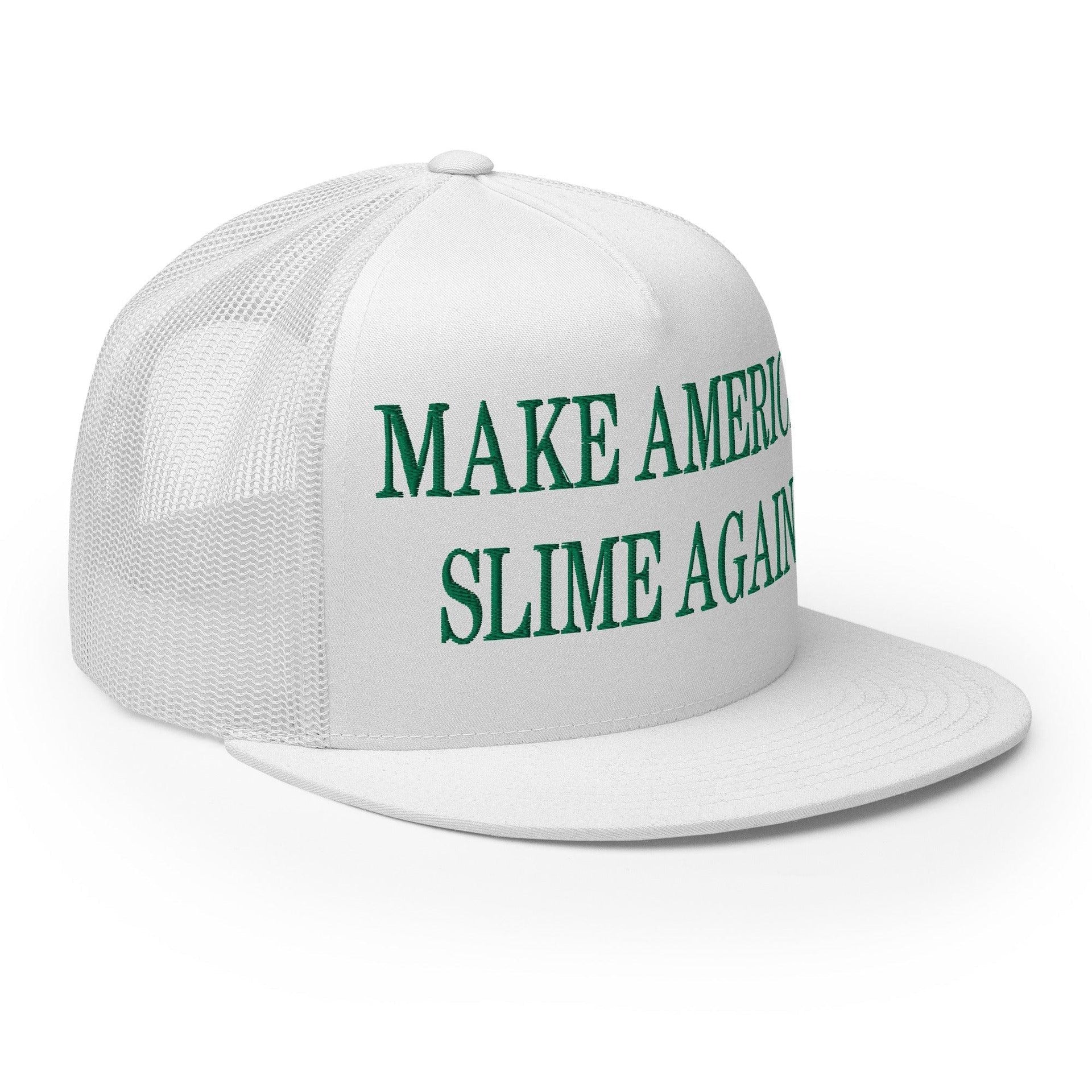 Make Us Slime Again Embroidered Flat Bill Brim Trucker Hat Capital Crowns Make Again Trucker Hats