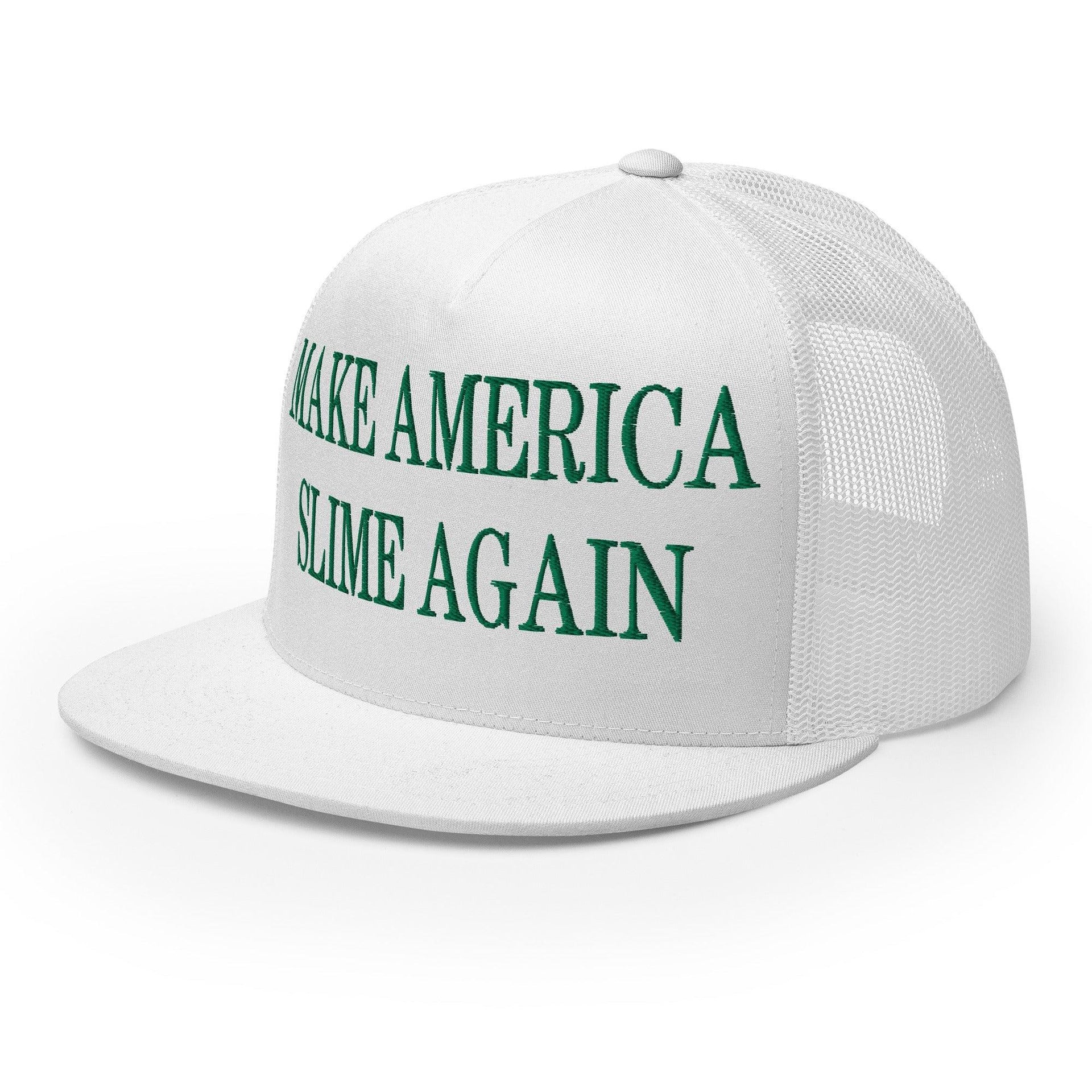 Make Us Slime Again Embroidered Flat Bill Brim Trucker Hat Capital Crowns Make Again Trucker Hats
