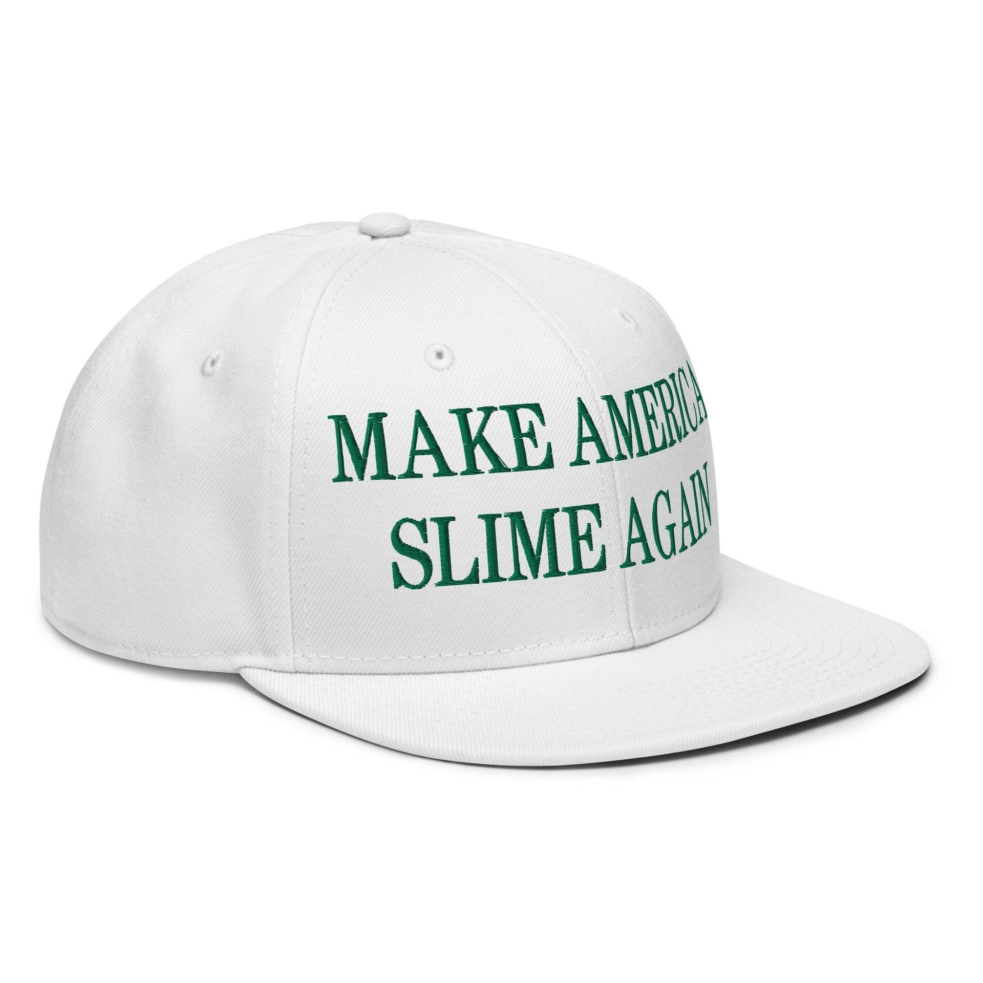 Make Us Slime Again Embroidered Flat Brim Bill Snapback Hat Capital Crowns Make Again