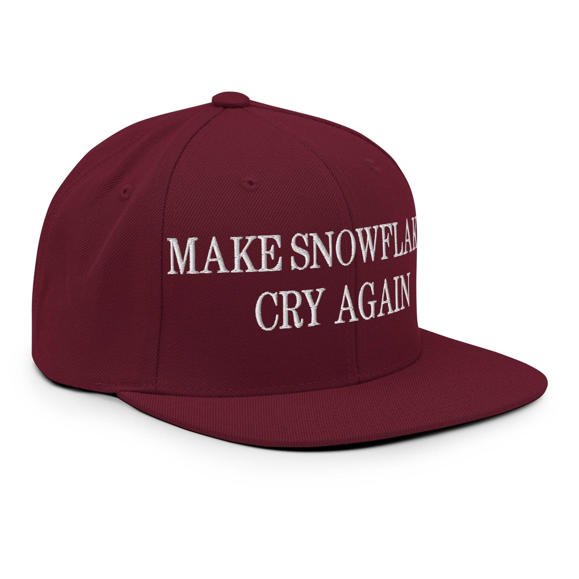 Make Snowflakes Cry Again Embroidered Flat Bill Brim Snapback Hat Capital Crowns Make Again