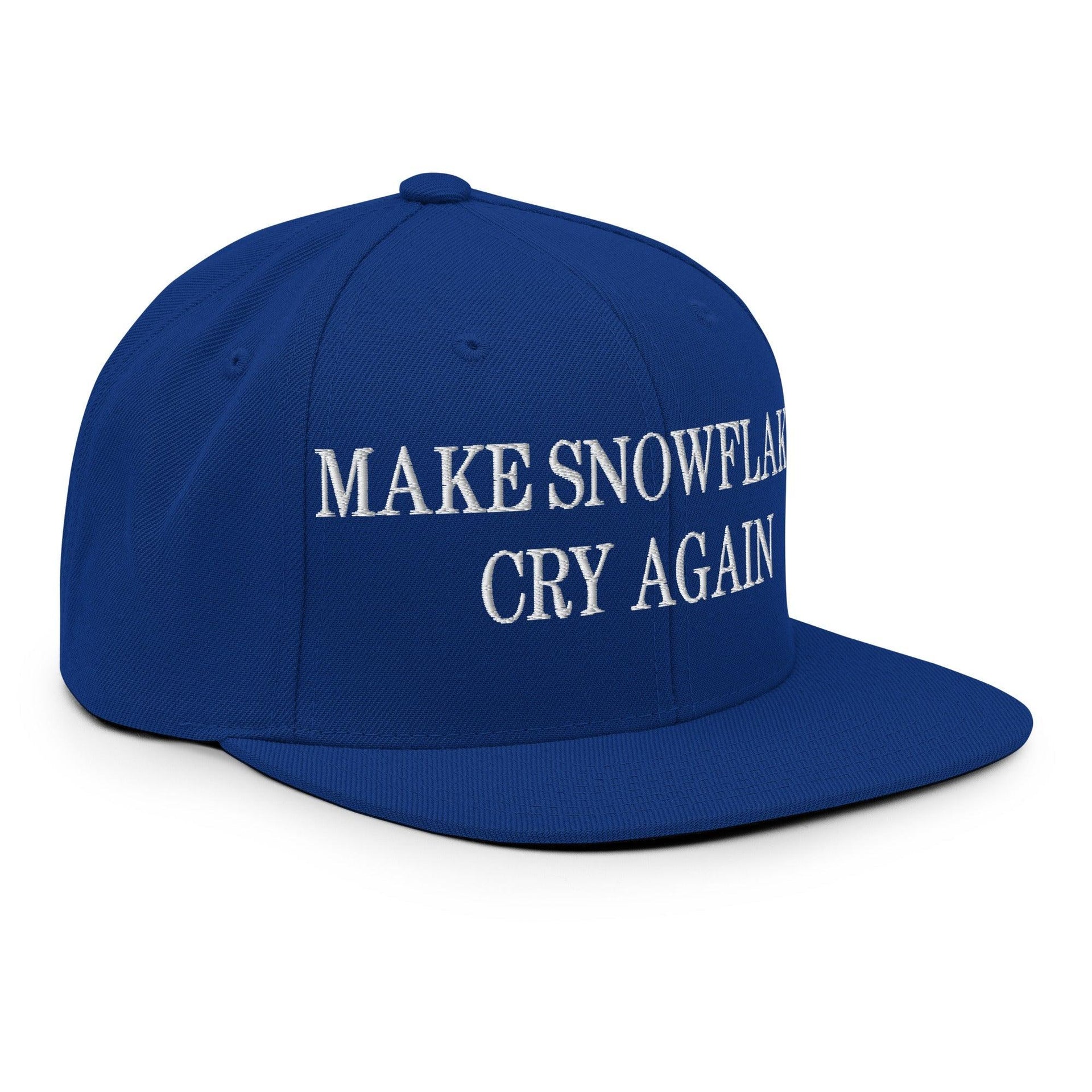 Make Snowflakes Cry Again Embroidered Flat Bill Brim Snapback Hat Capital Crowns Make Again