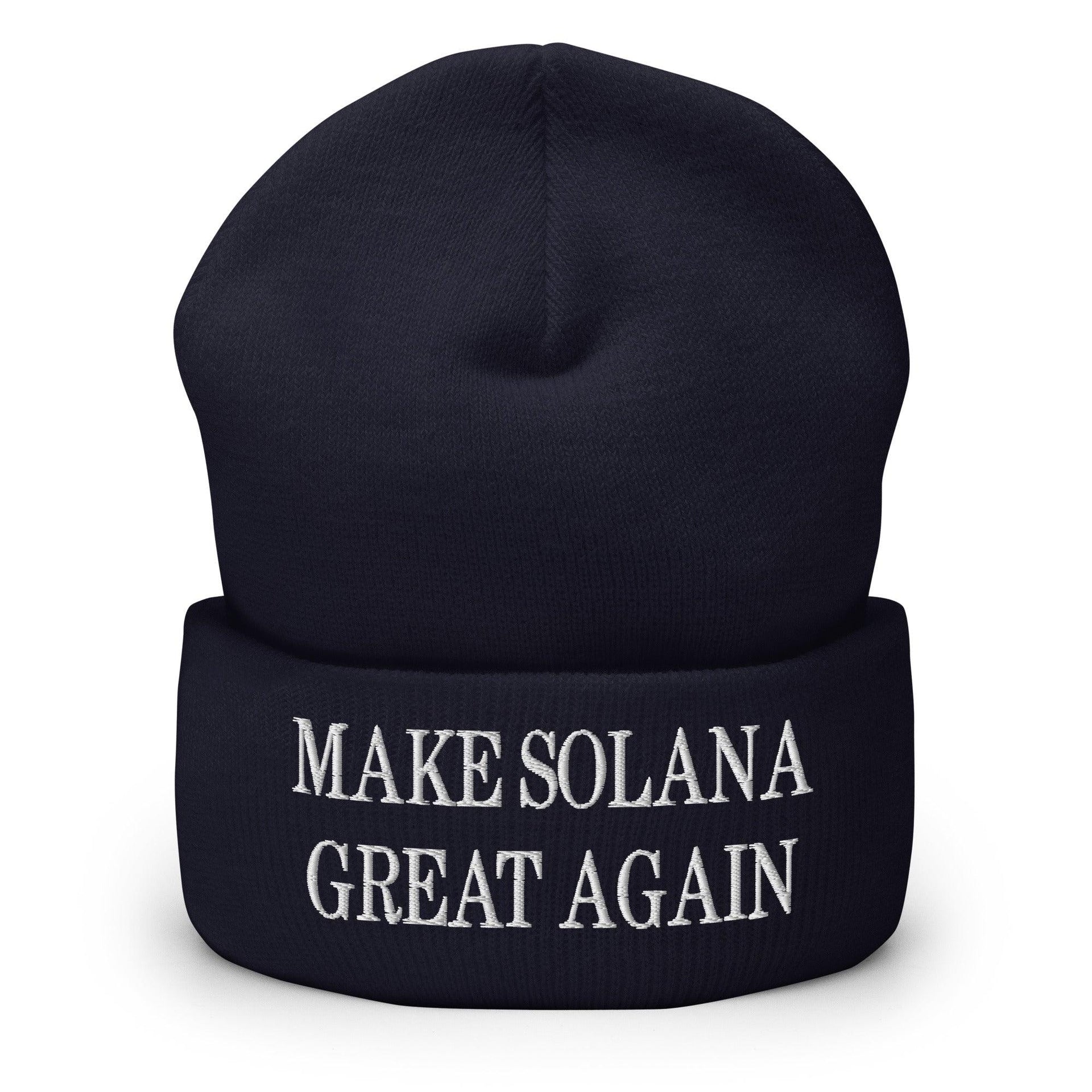 Make Solana Great Again Embroidered Cuffed Knit Beanie Navy Beanies Capital Crowns Crypto Make Again