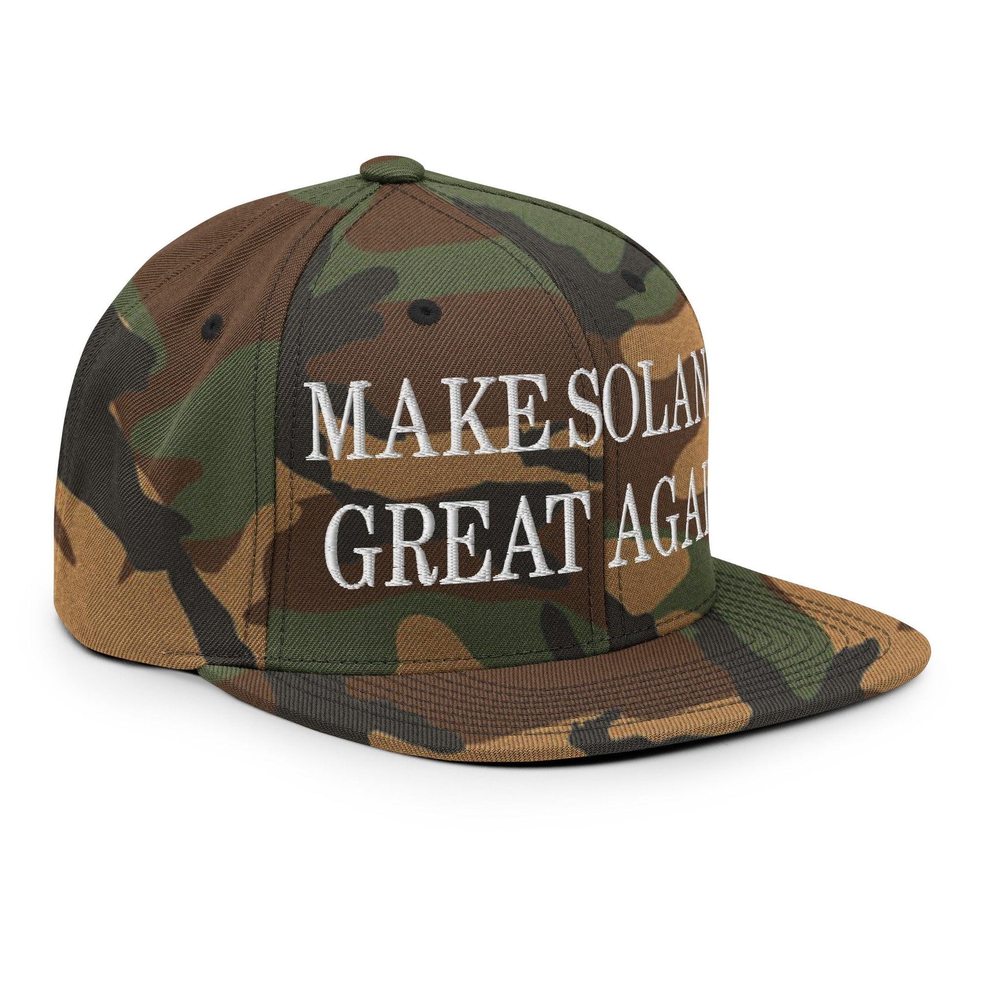 Make Solana Great Again $Trump Official Trump Meme Coin Embroidered Flat Brim Bill Snapback Hat Capital Crowns Crypto LADs Make Again Snapback Hats