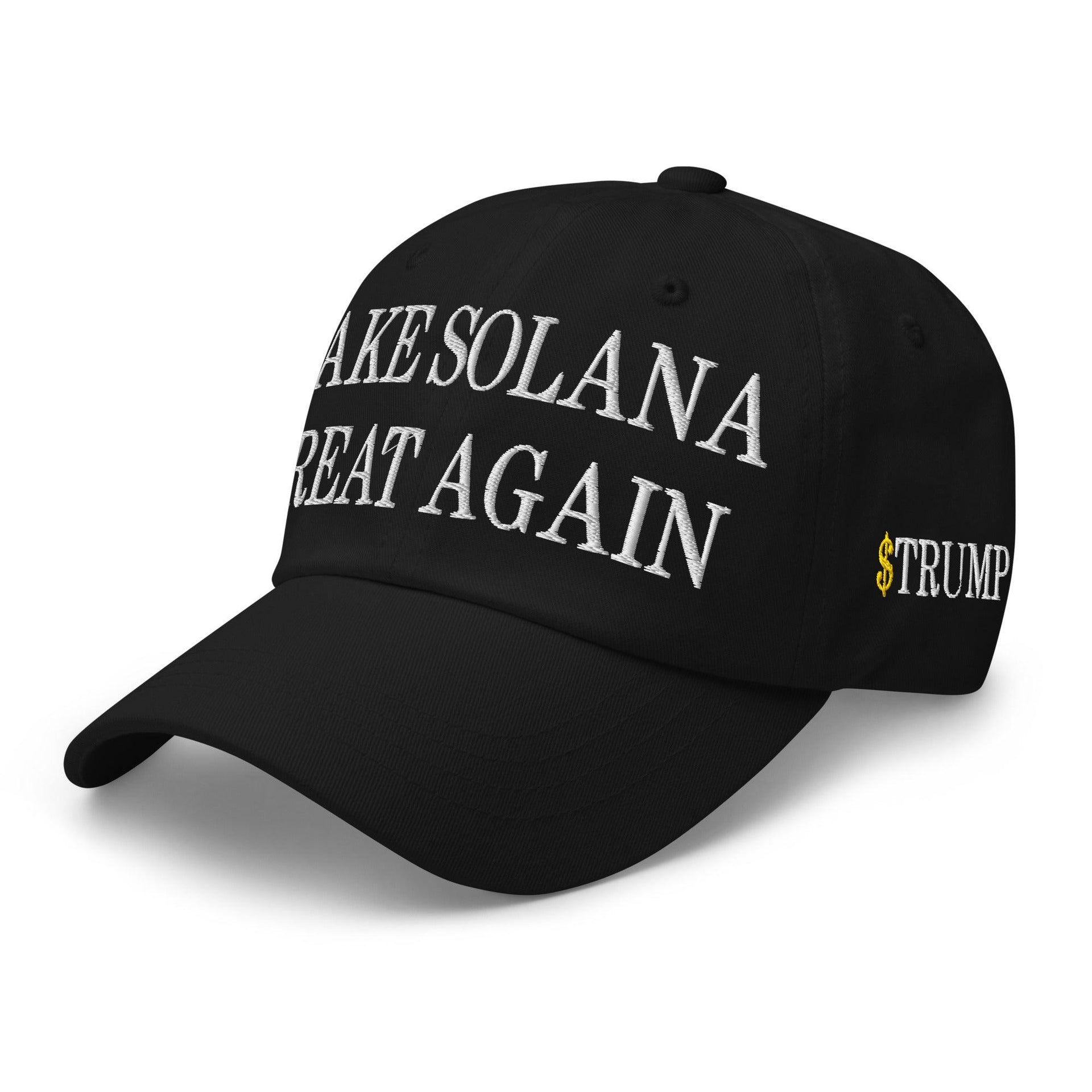 Make Solana Great Again $Trump Official Trump Meme Coin Embroidered Unstructured Dad Hat Black Capital Crowns Crypto Dad Hats LADs Make Again