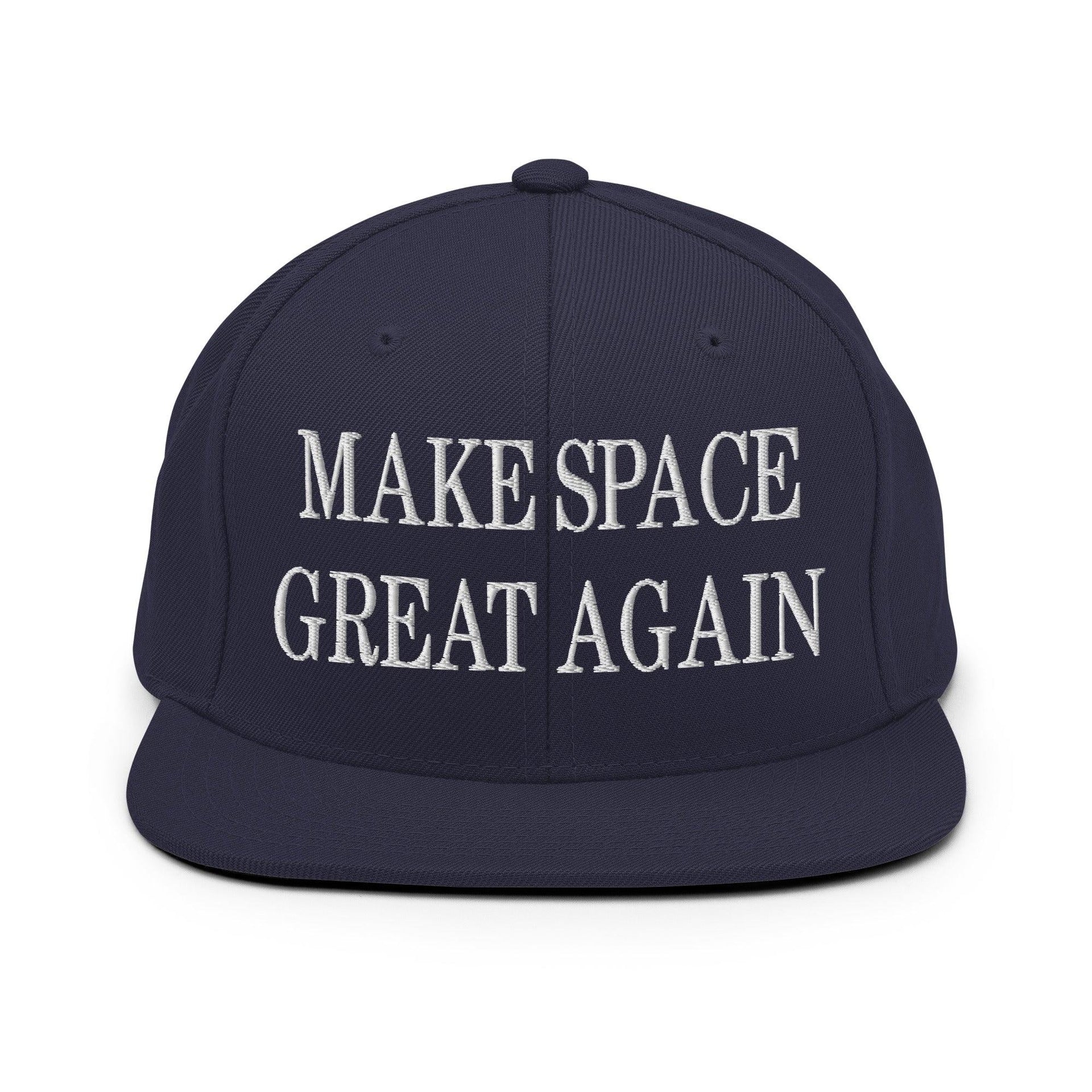 Make Space Great Again Embroidered Flat Bill Brim Snapback Hat Navy Capital Crowns LADs Make Again