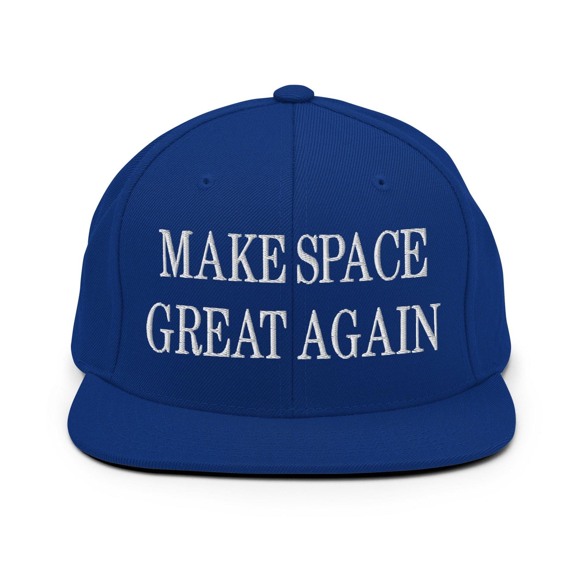 Make Space Great Again Embroidered Flat Bill Brim Snapback Hat Royal Blue Capital Crowns LADs Make Again