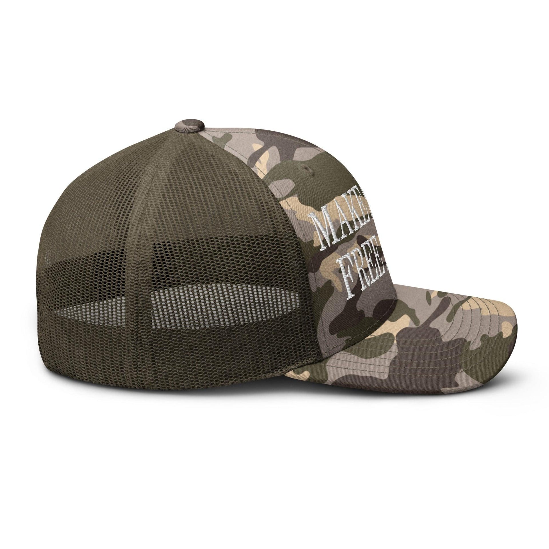 Make Speech Free Again Camo Trucker Hat Capital Crowns LADs Make Again Trucker Hats
