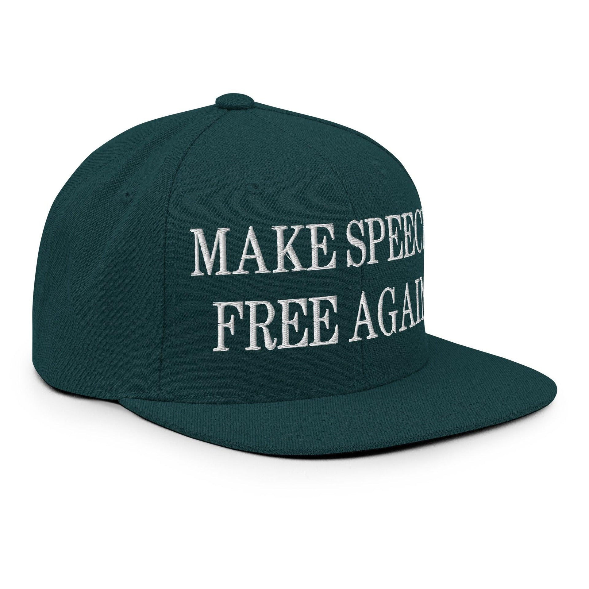 Make Speech Free Again Embroidered Flat Bill Brim Snapback Hat Capital Crowns LADs Make Again