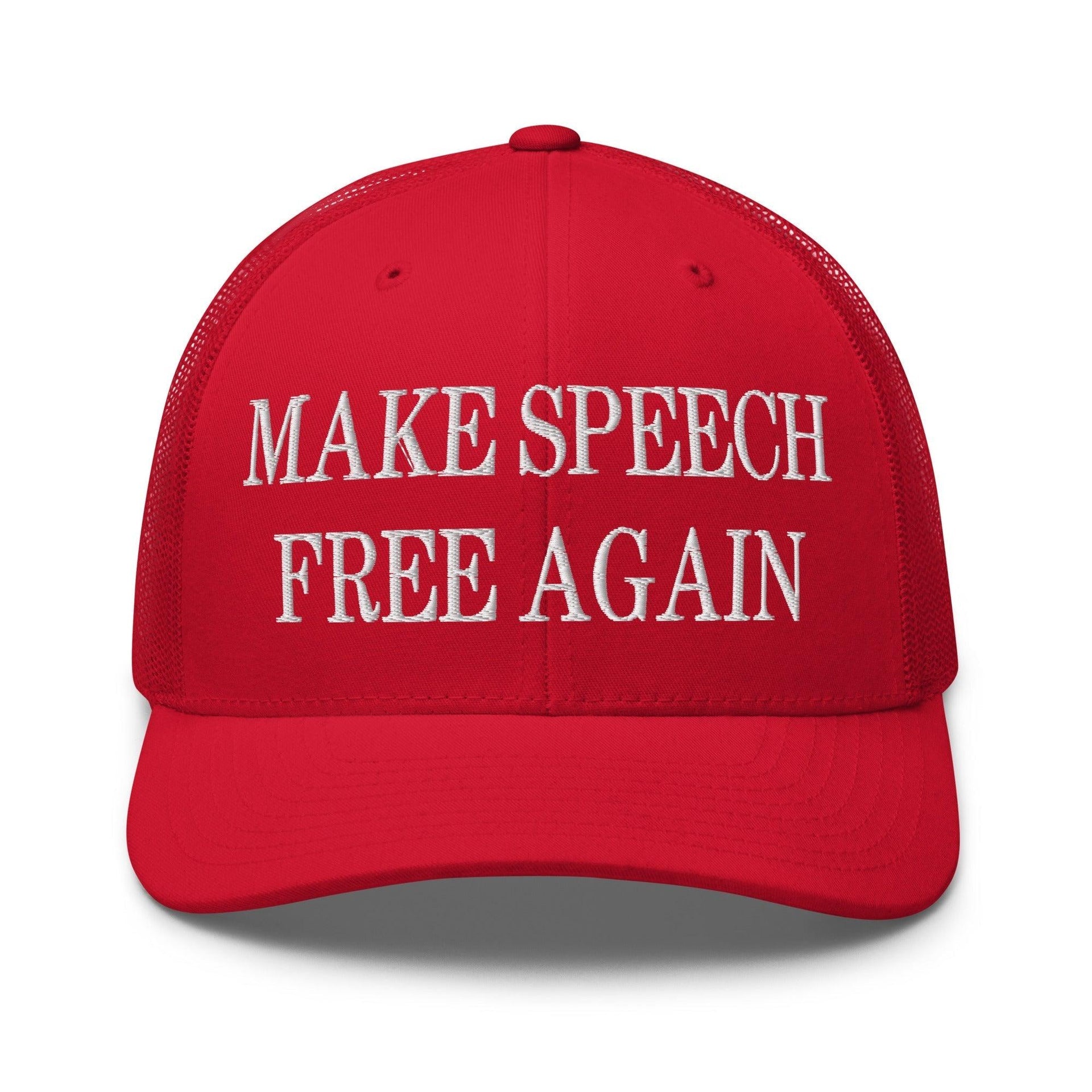 Make Speech Free Again Embroidered Mesh Trucker Hat Red Capital Crowns LADs Make Again Trucker Hats