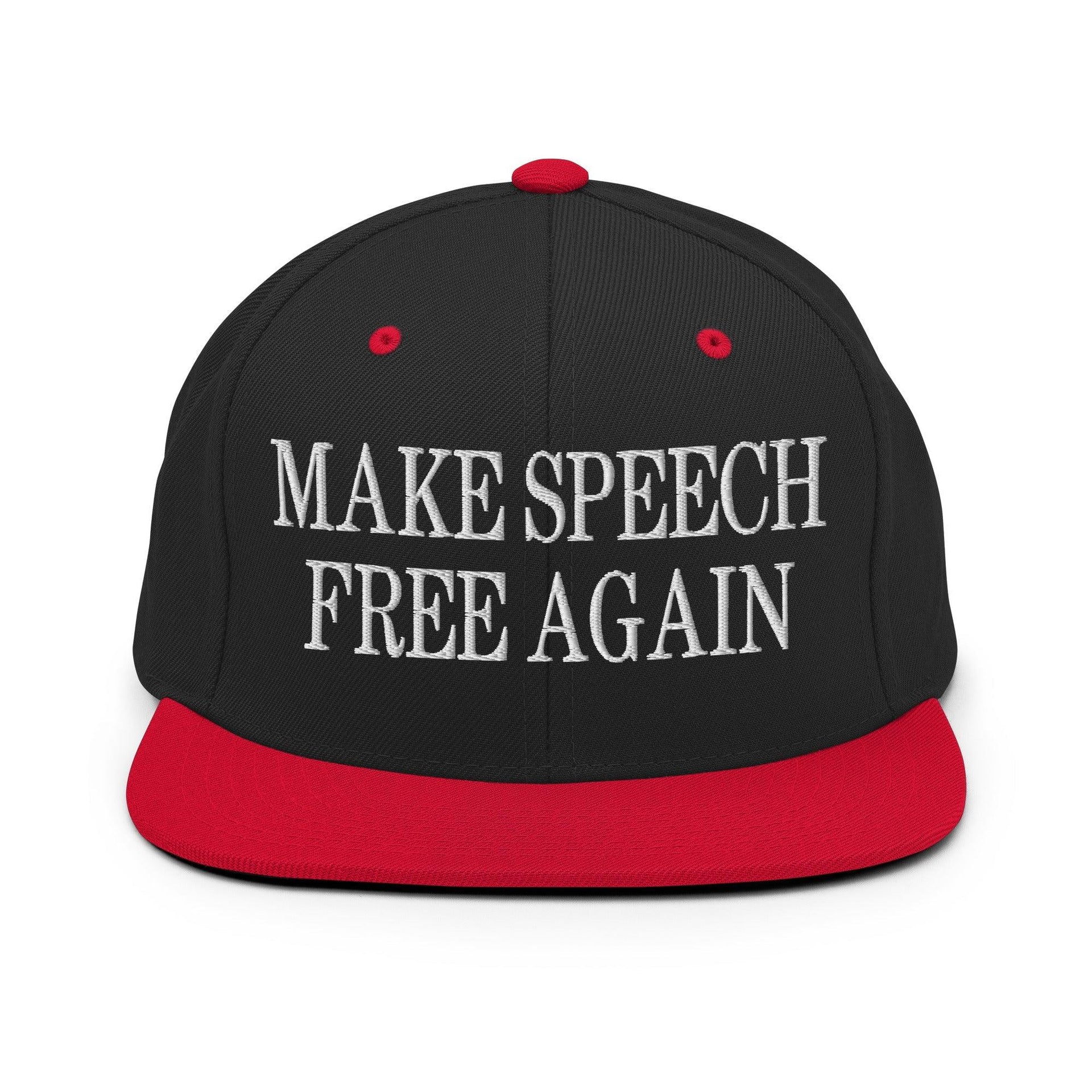 Make Speech Free Again Flat Bill Brim Snapback Hat Black Red Capital Crowns LADs Make Again Snapback Hats