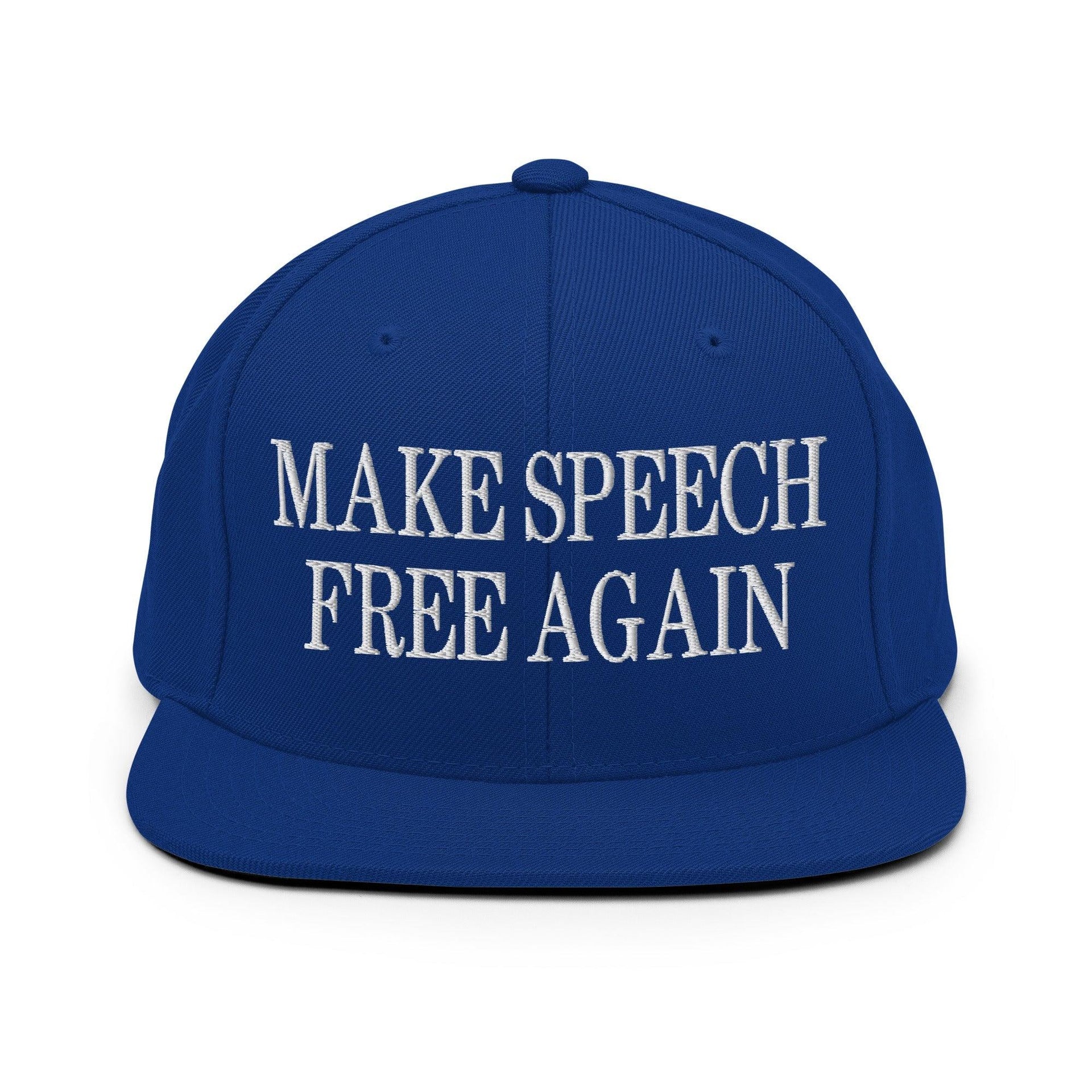 Make Speech Free Again Flat Bill Brim Snapback Hat Royal Blue Capital Crowns LADs Make Again Snapback Hats