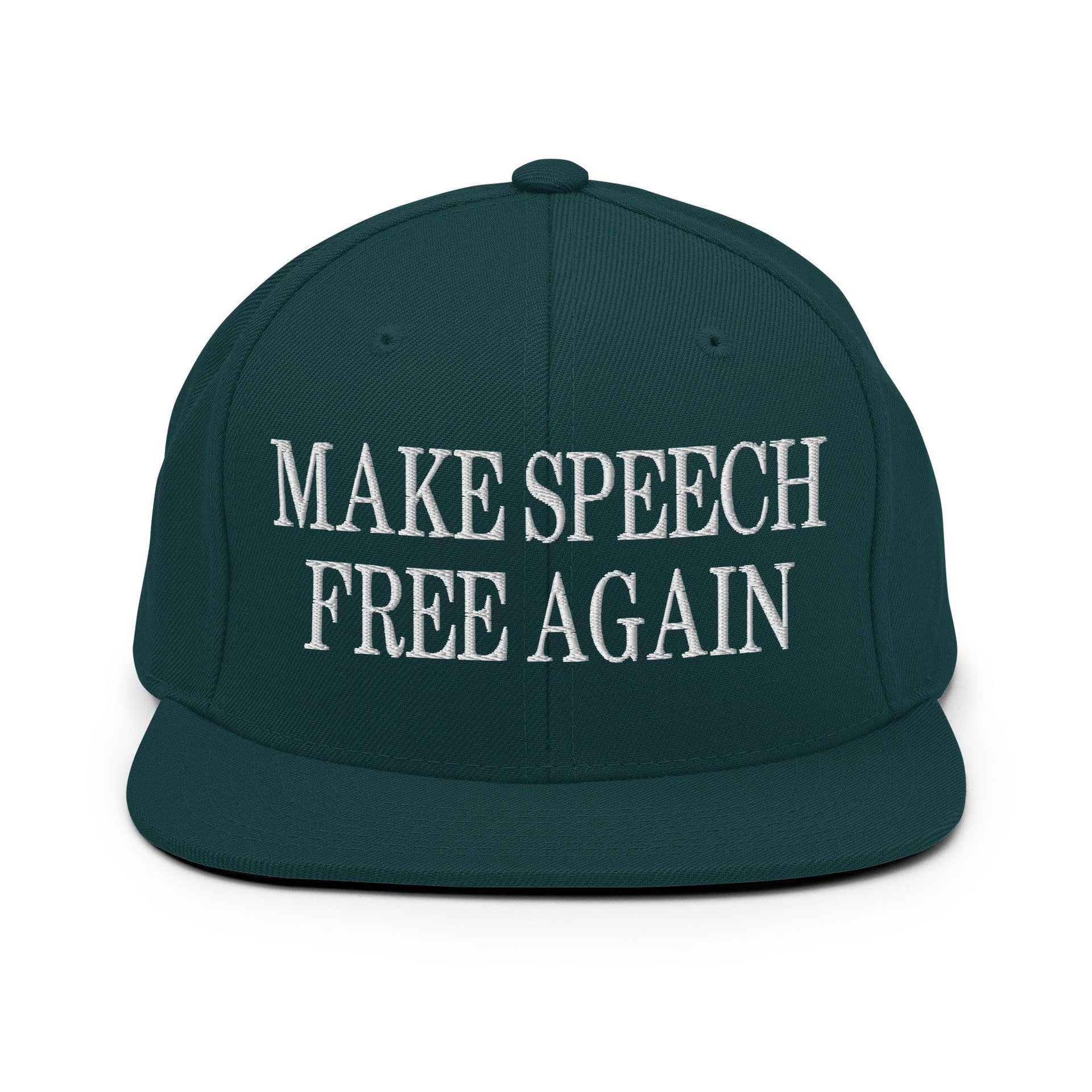 Make Speech Free Again Flat Bill Brim Snapback Hat Spruce Capital Crowns LADs Make Again Snapback Hats