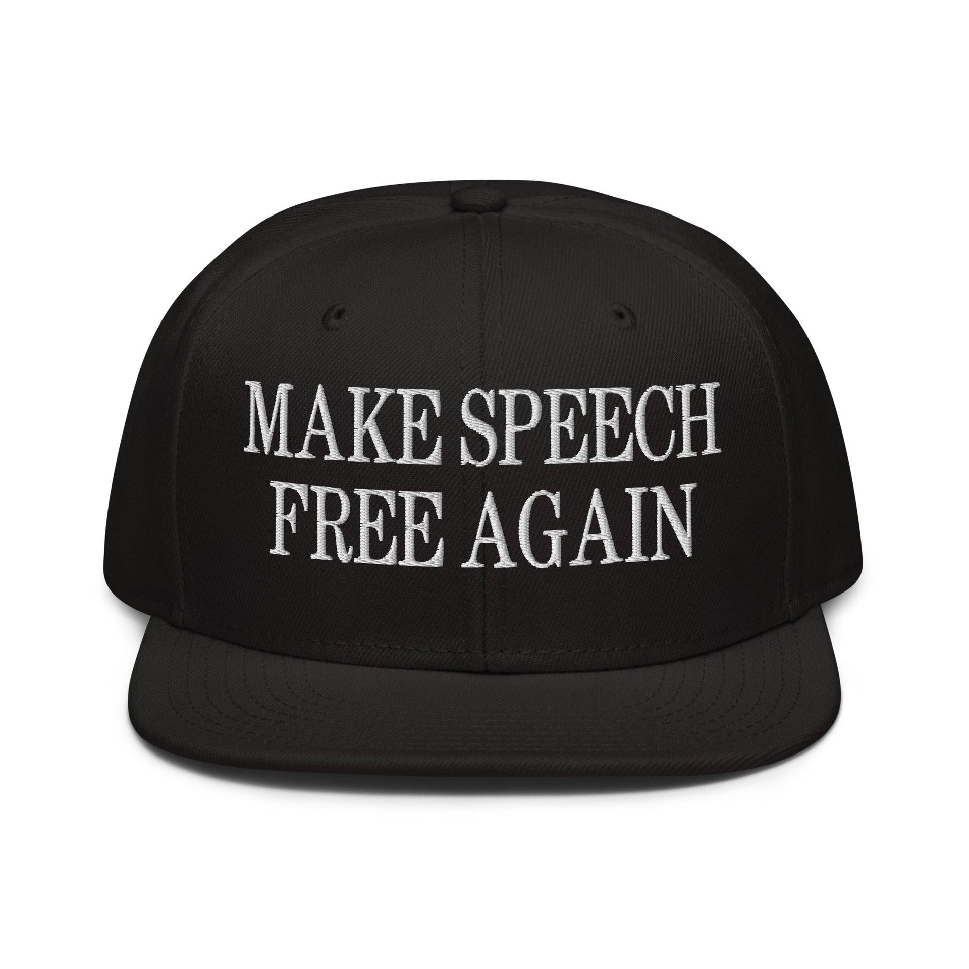 Make Speech Free Again High Crown Snapback Hat Black Capital Crowns LADs Make Again Snapback Hats