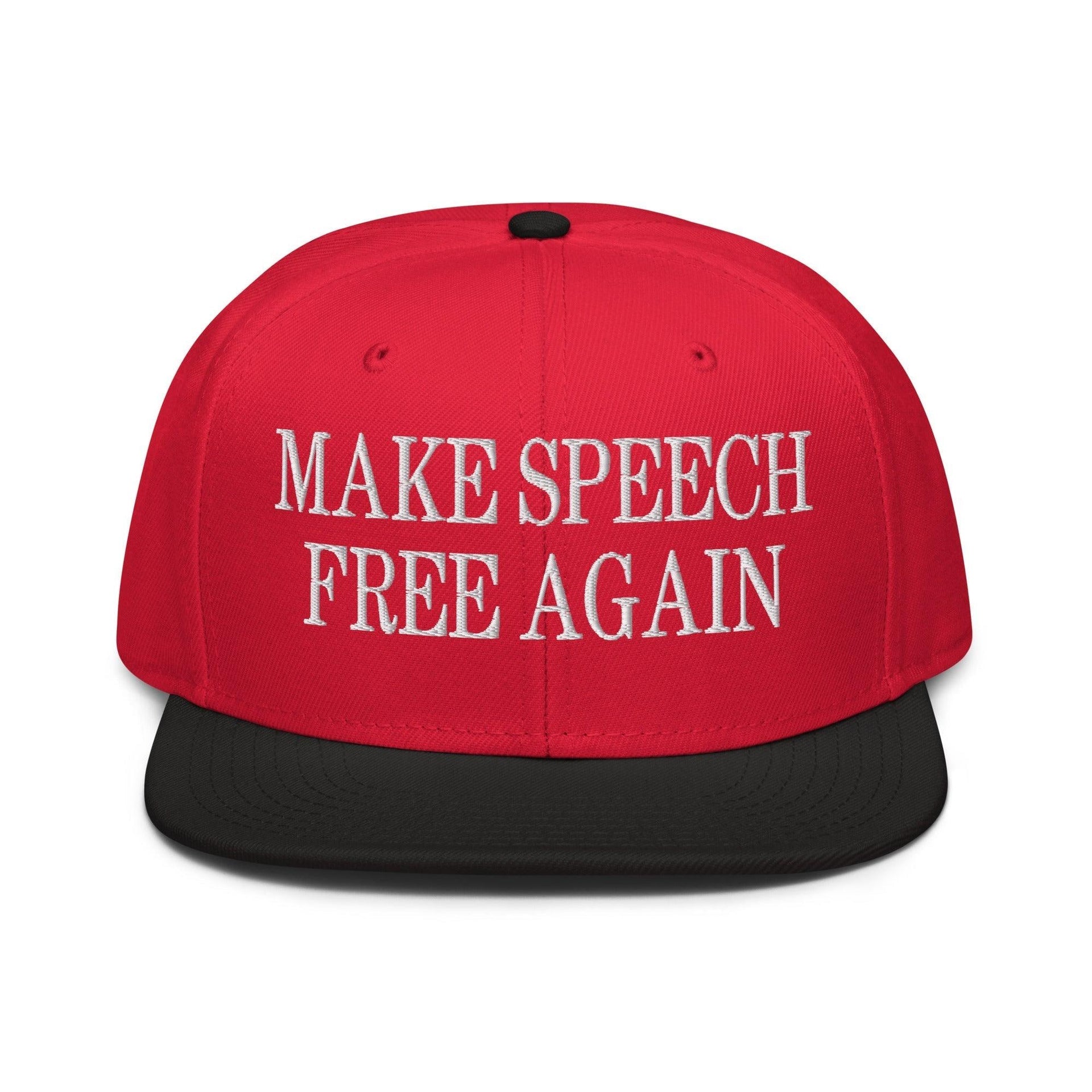Make Speech Free Again High Crown Snapback Hat Black Red Red Capital Crowns LADs Make Again Snapback Hats